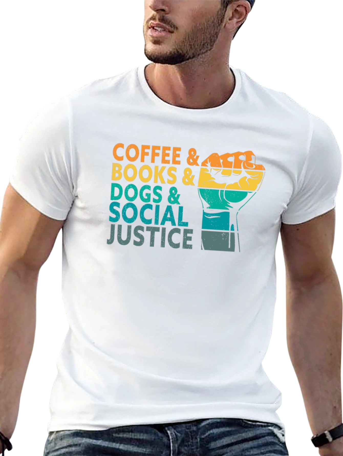 Coffee Books Dogs Social Justice T-Shirt