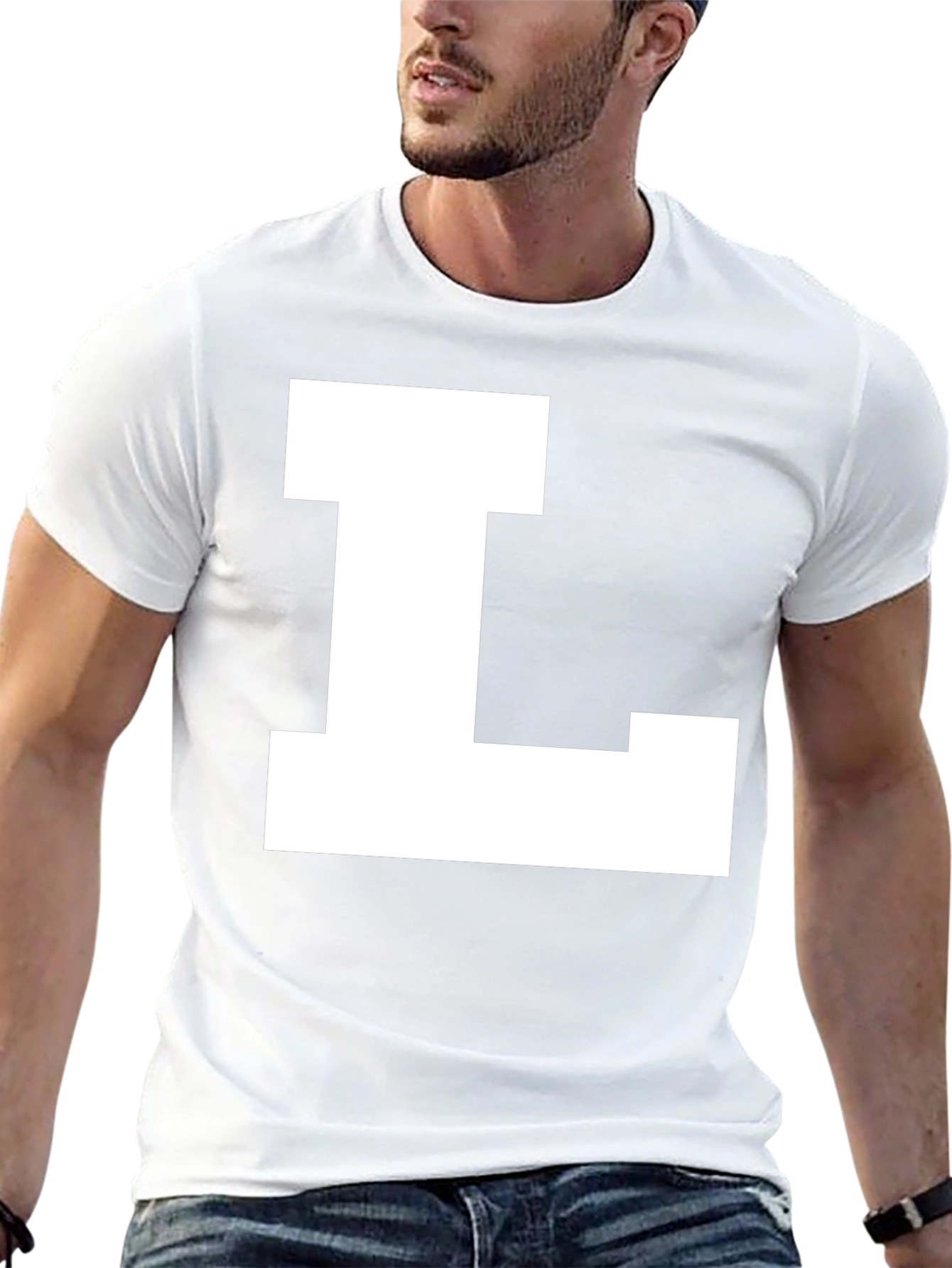Bold Letter L Graphic Tee - Black