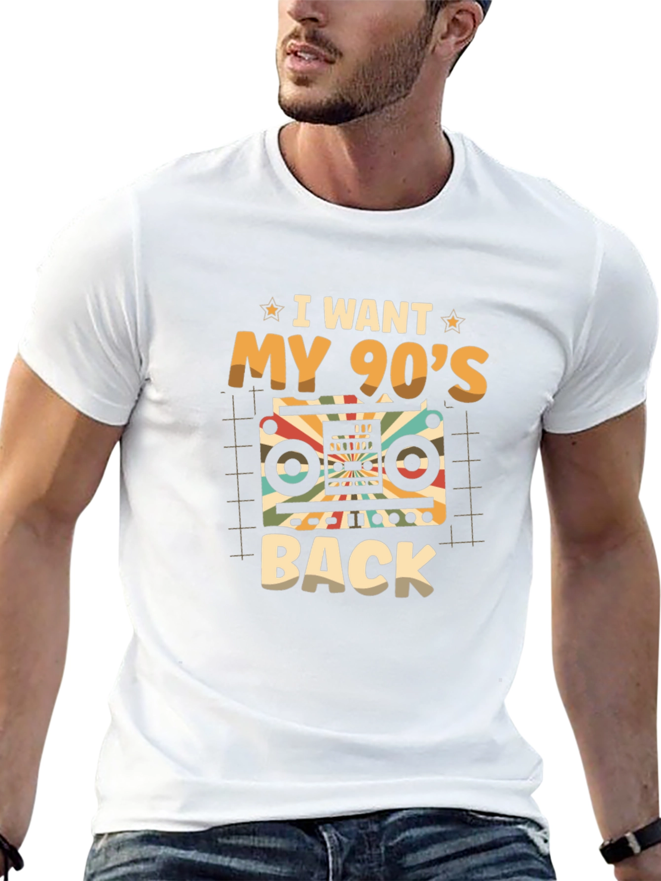 Retro 90s Boombox Black T-Shirt