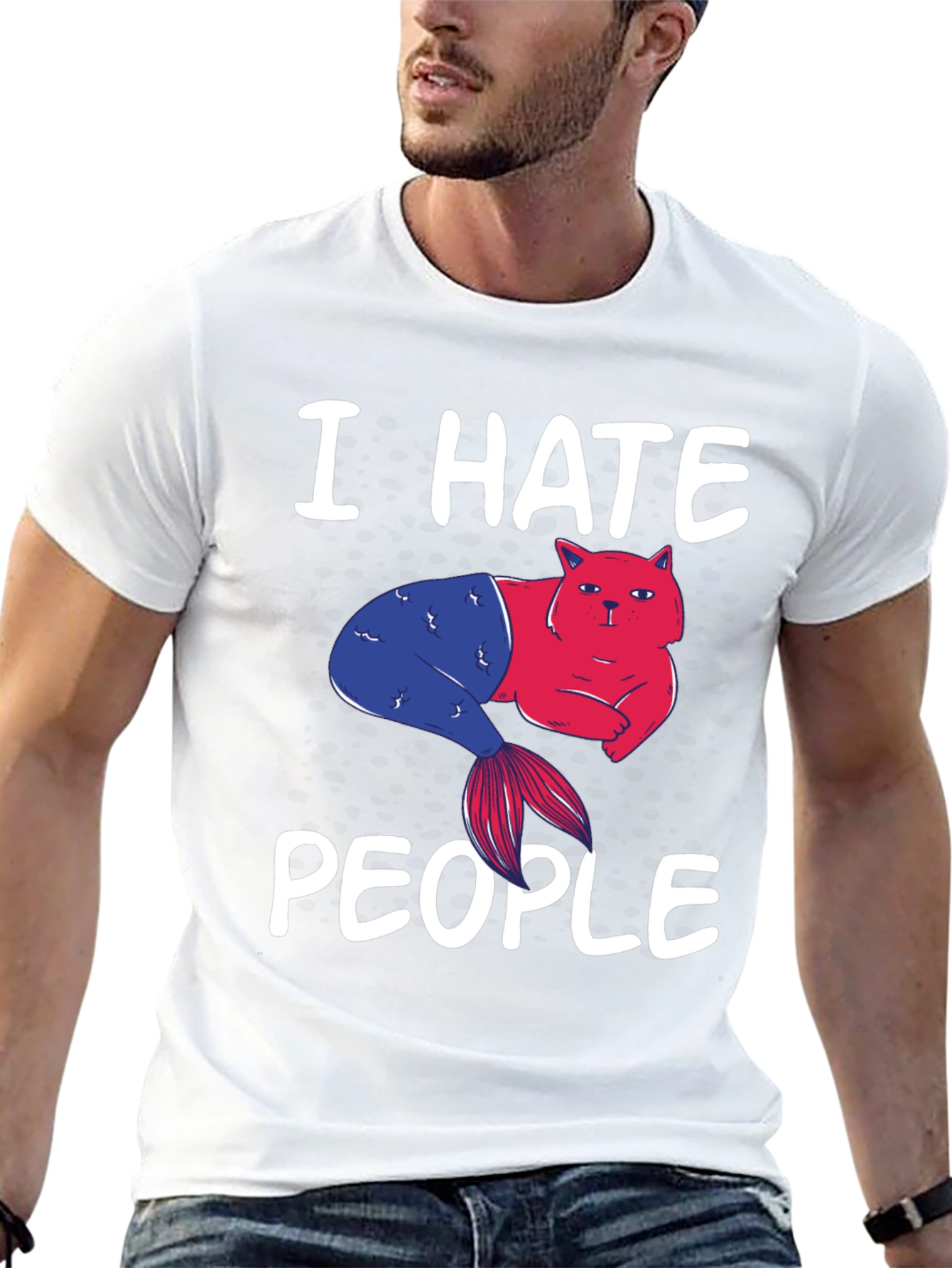 I Hate People Cat Mermaid Graphic Tee
