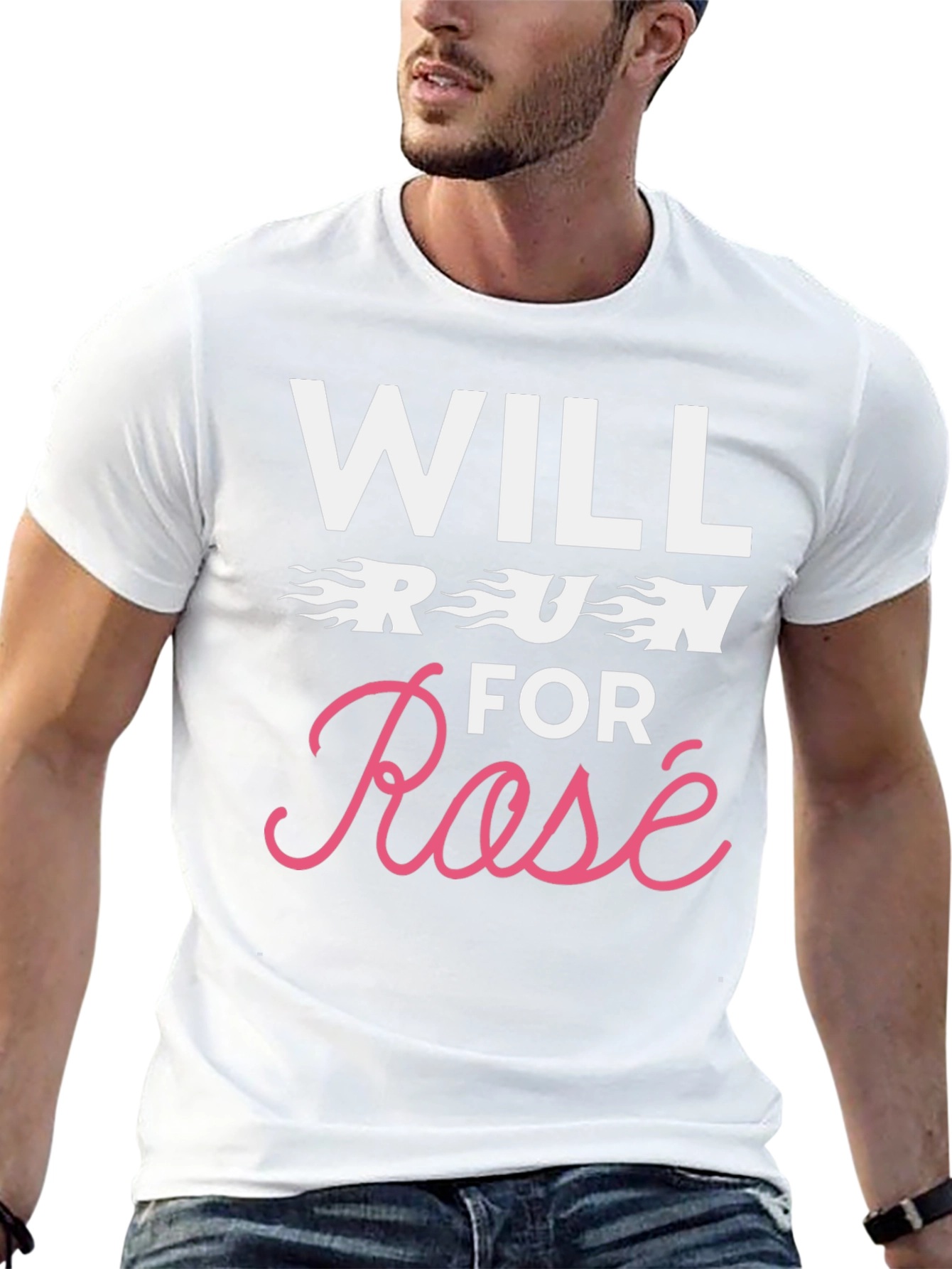 Will Run for Rosé Graphic T-Shirt - Black