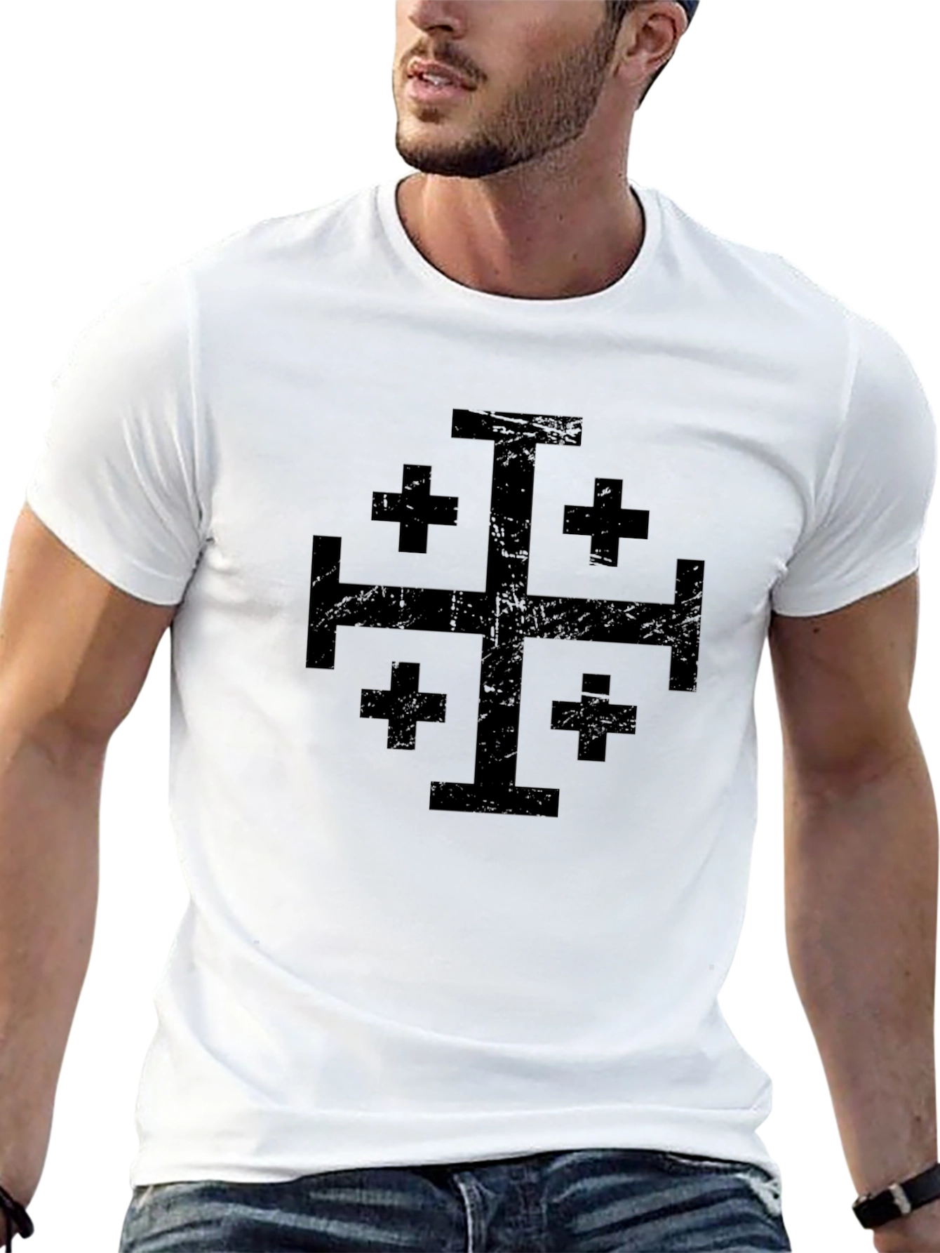 Jerusalem Cross Graphic Black T-Shirt