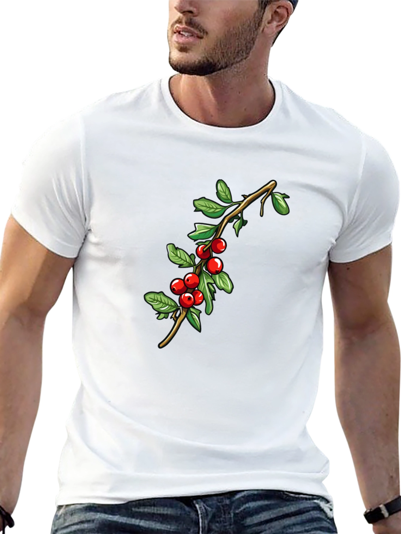 Red Berry Branch Graphic T-Shirt