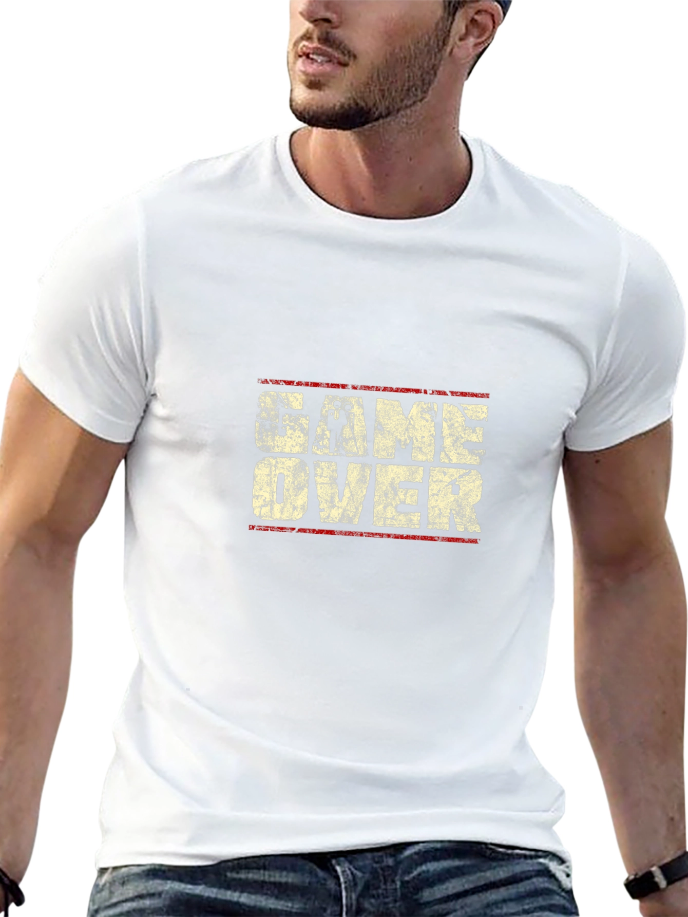 Game Over Graphic Print Black T-Shirt
