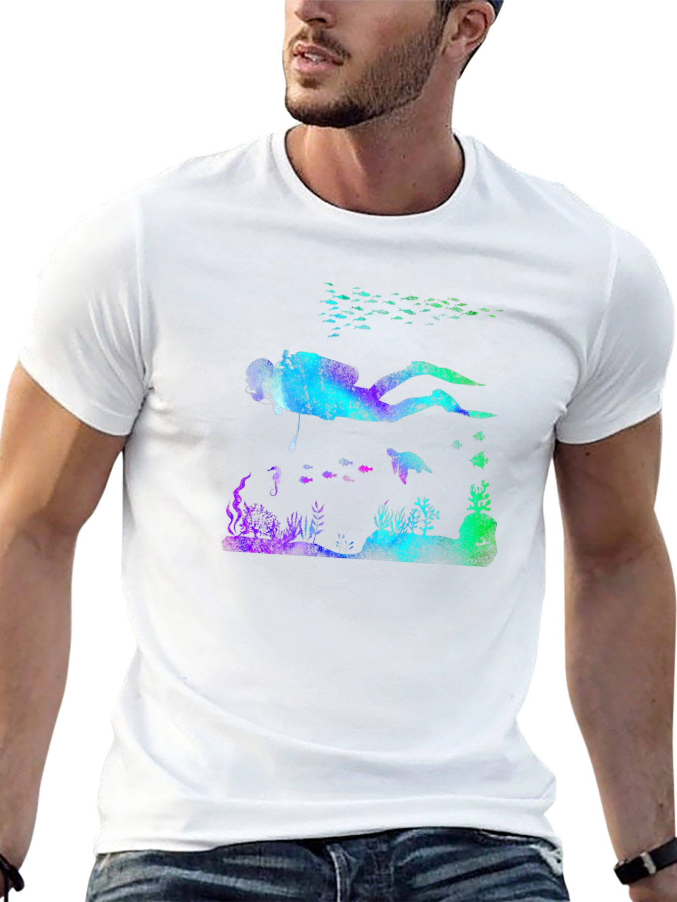 Scuba Diver Reef T-Shirt - Black
