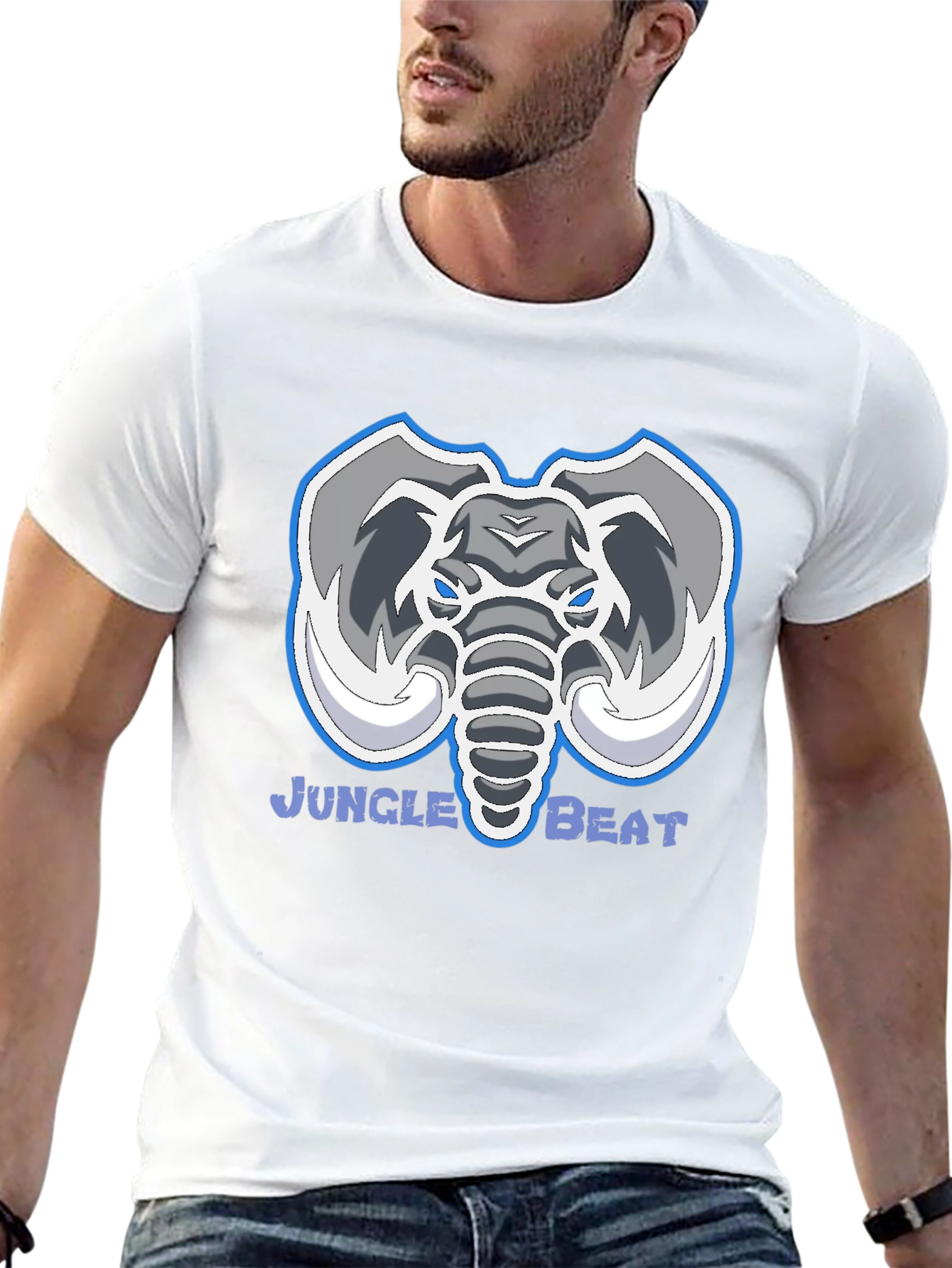 Jungle Beat Elephant Graphic Tee - Black Cotton Shirt