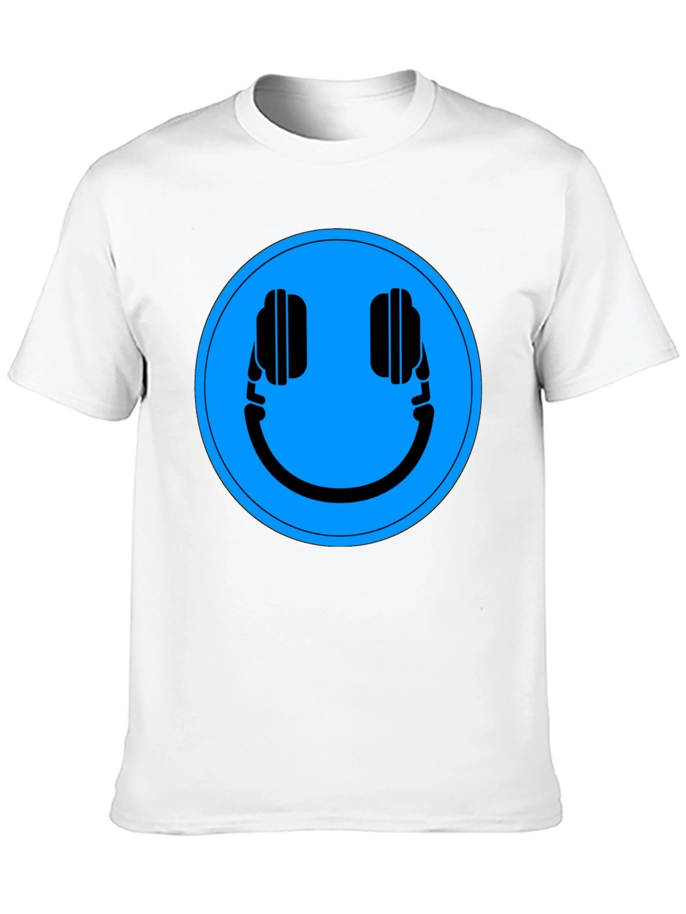 Headphone Smiley Face Graphic Tee - Black