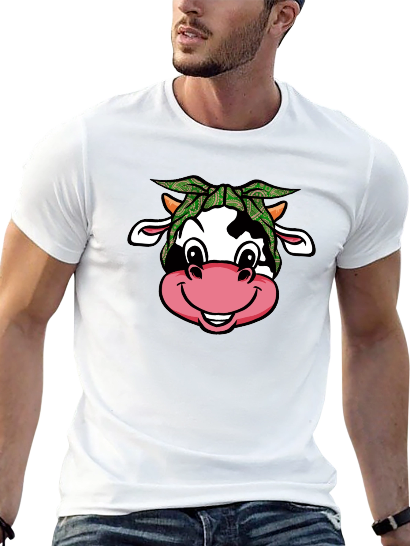 Cow Bandana T-Shirt - Cute Animal Graphic Tee