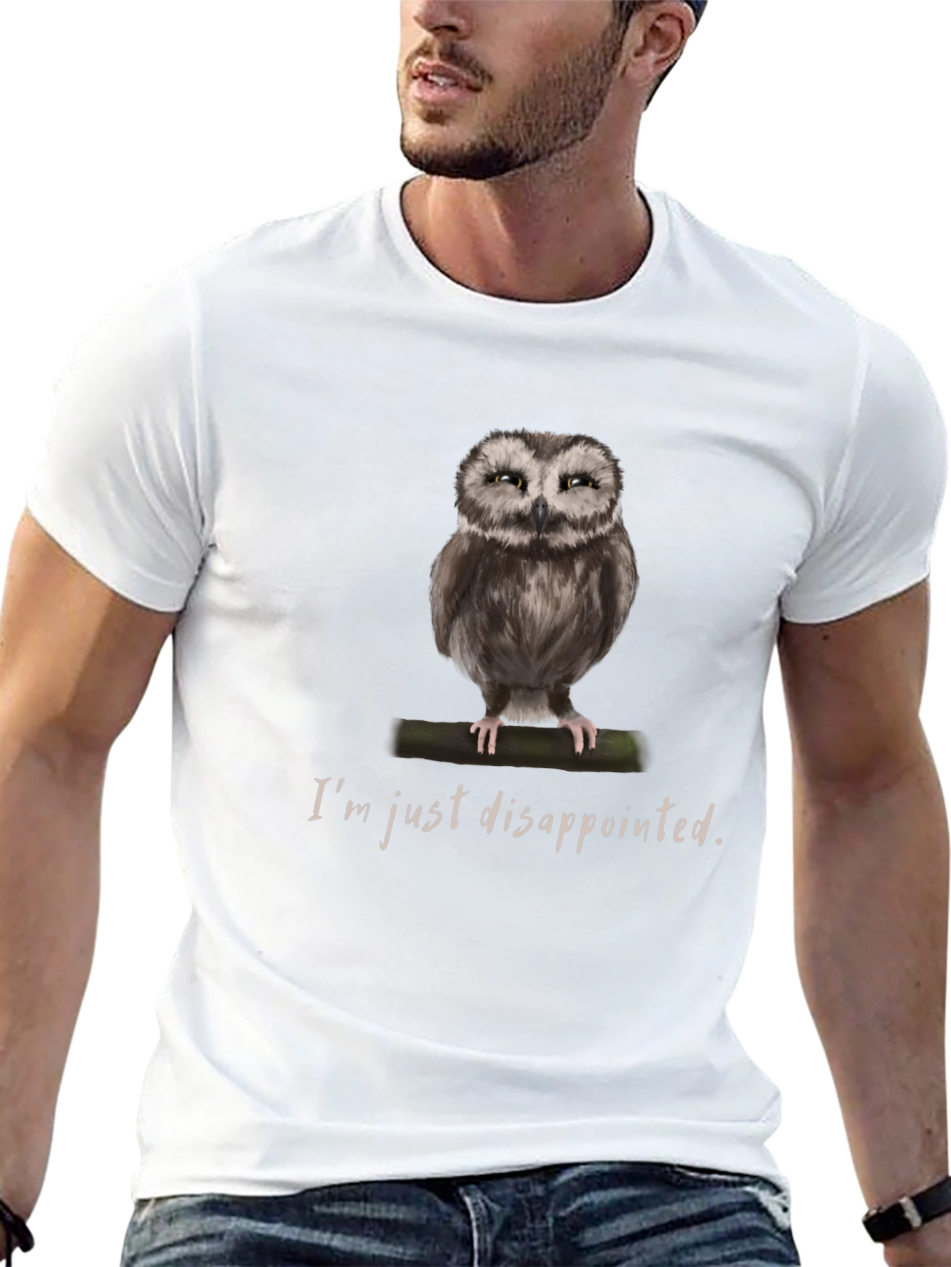 Disappointed Owl Graphic Tee - Unique Design Soft Cotton