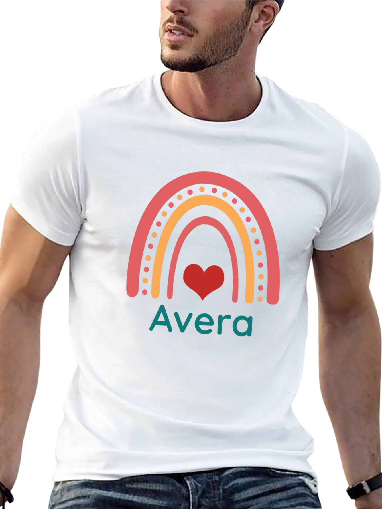 Avera Rainbow Heart Graphic Tee - Black Cotton Blend