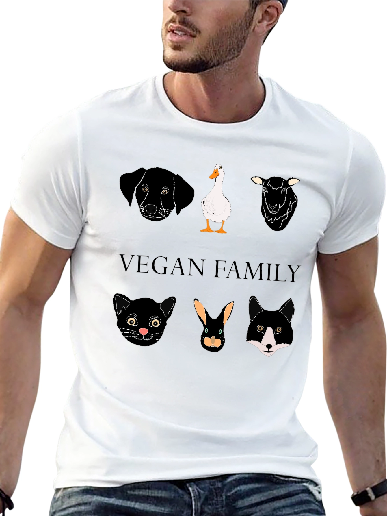 Vegan Family Graphic T-Shirt - Animal Lover Tee