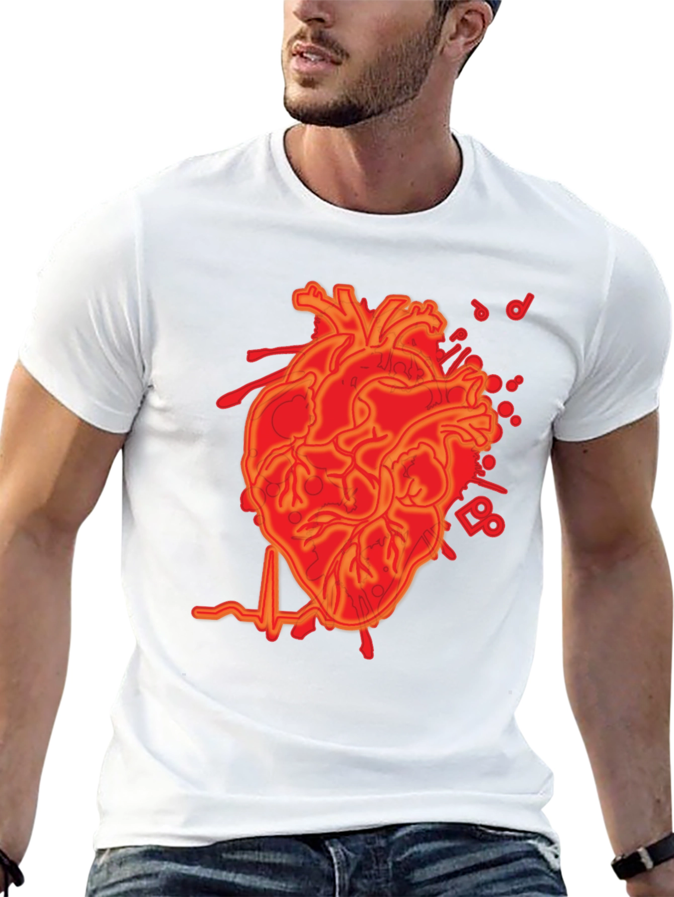 Anatomical Heartbeat Graphic Tee - Mens Black T-Shirt