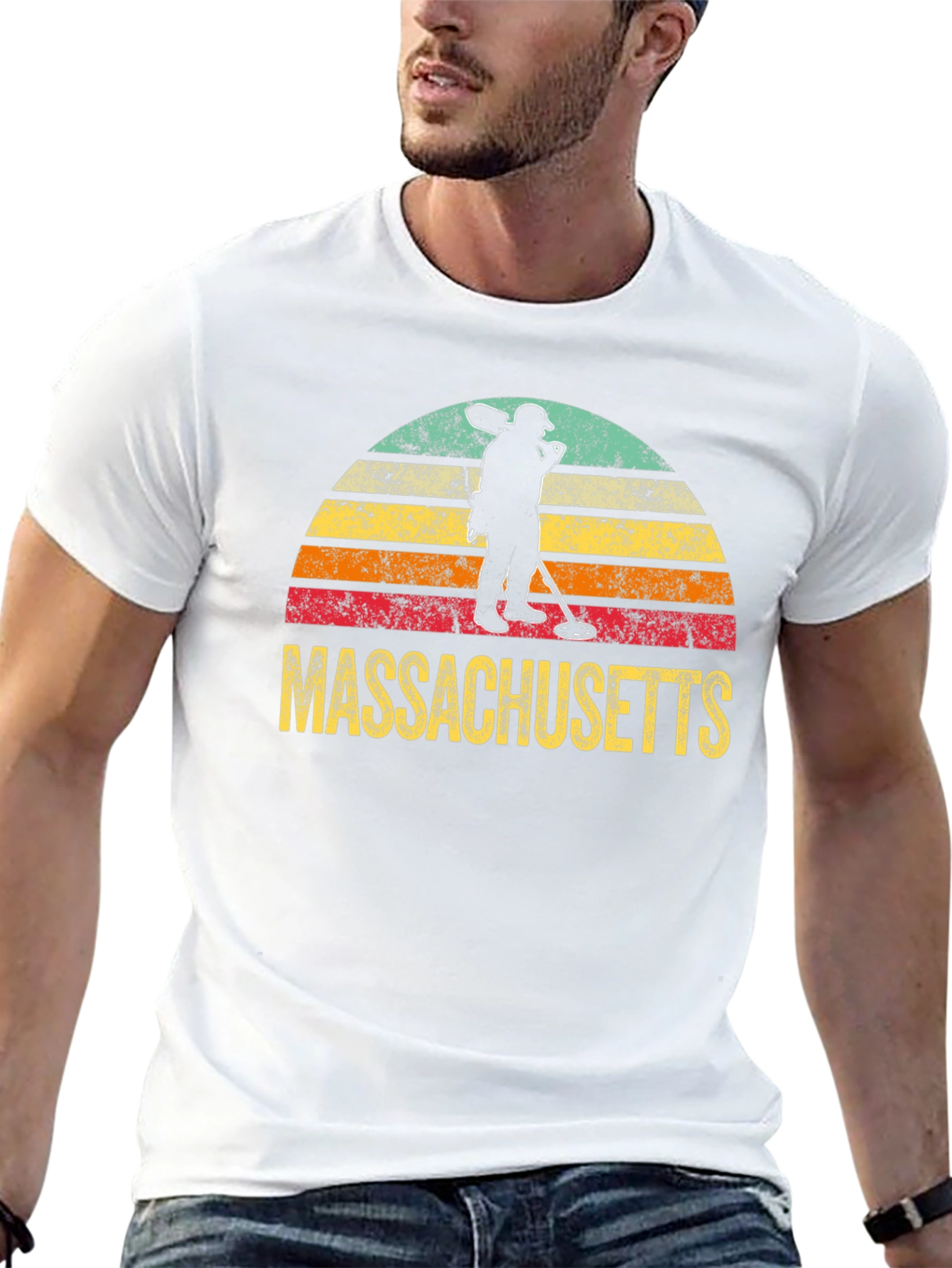 Massachusetts Metal Detecting Retro T-Shirt