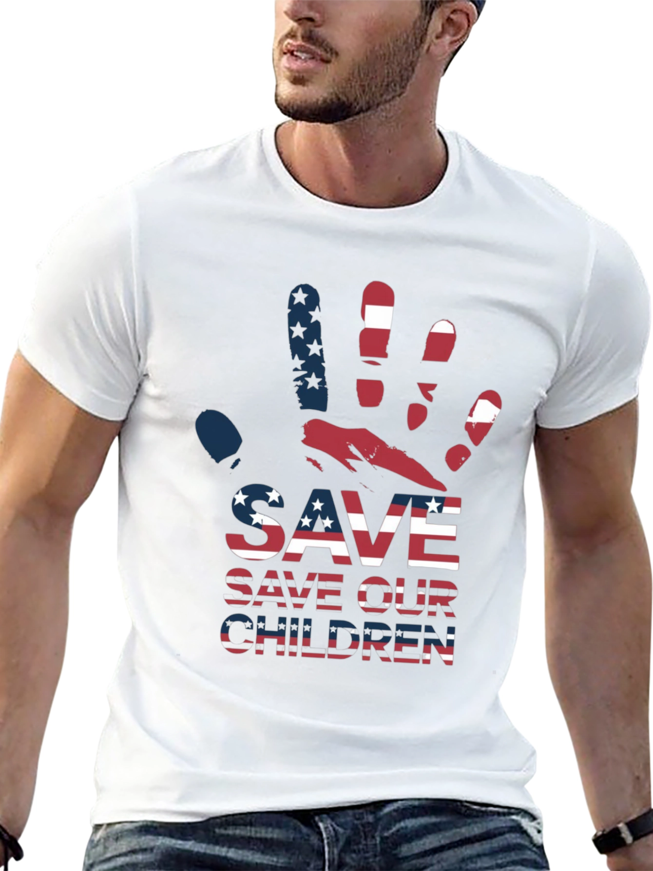 Save Our Children Graphic Tee - Patriotic Design
