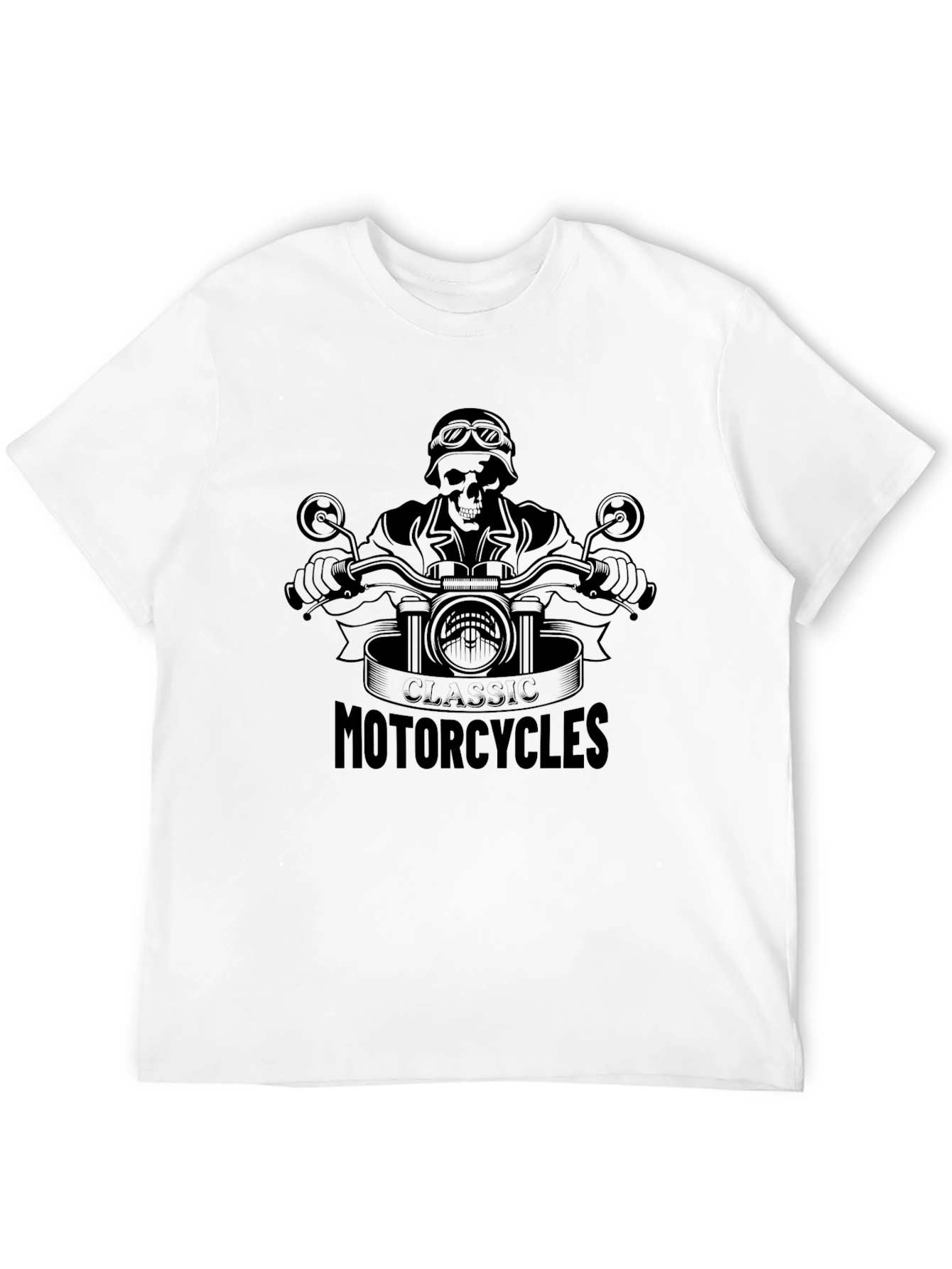 Classic Motorcycles T-Shirt - Biker Skull Design