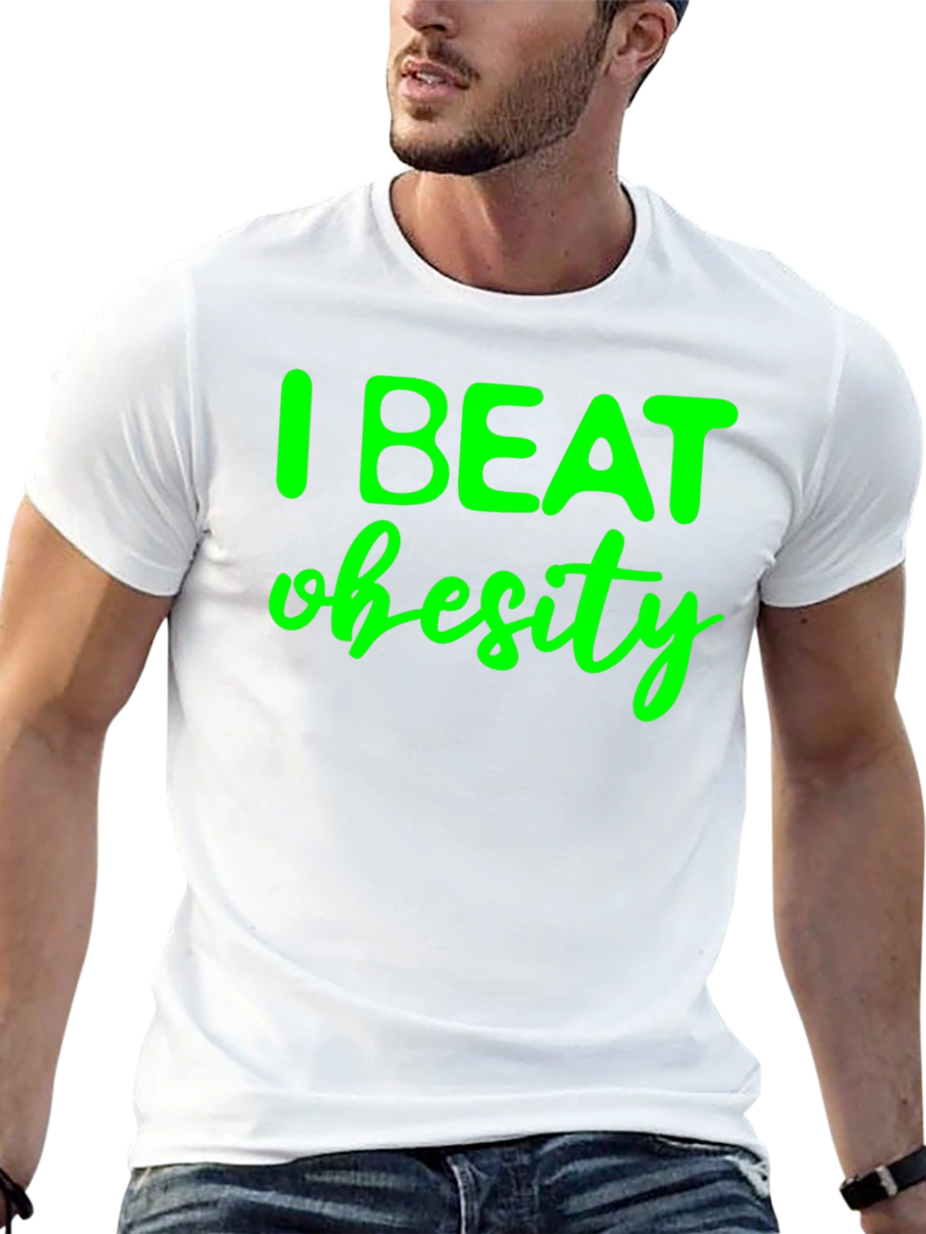 I Beat Obesity Black T-Shirt