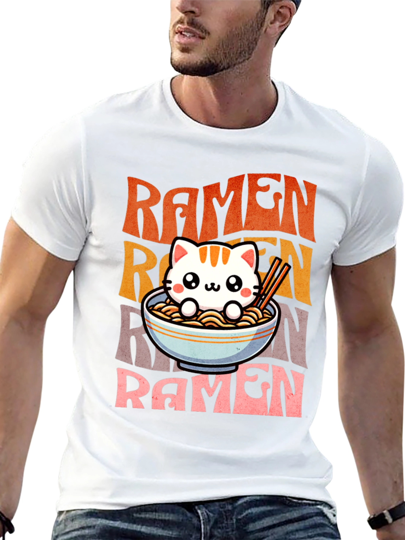 Cute Ramen Cat Graphic Tee - Unisex