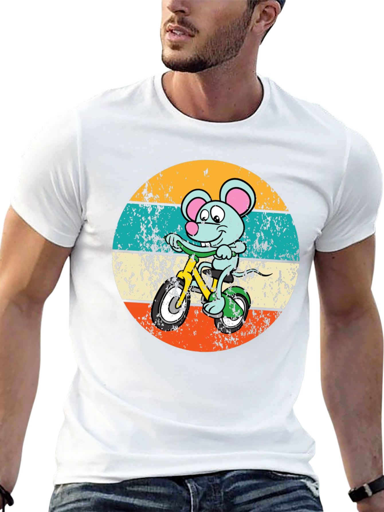 Mouse on Bike Retro T-Shirt