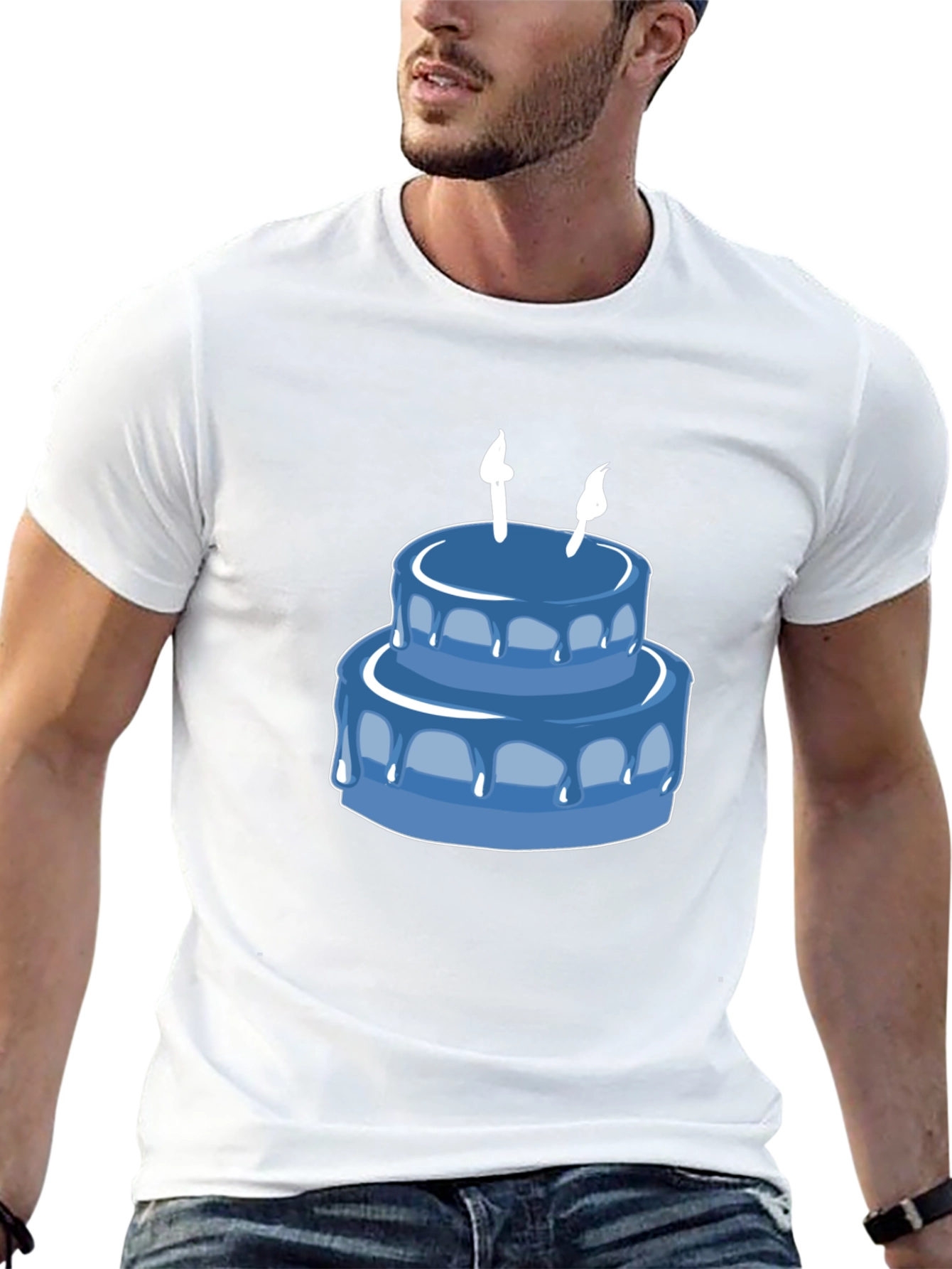 Birthday Cake Graphic Tee - Black Cotton T-Shirt