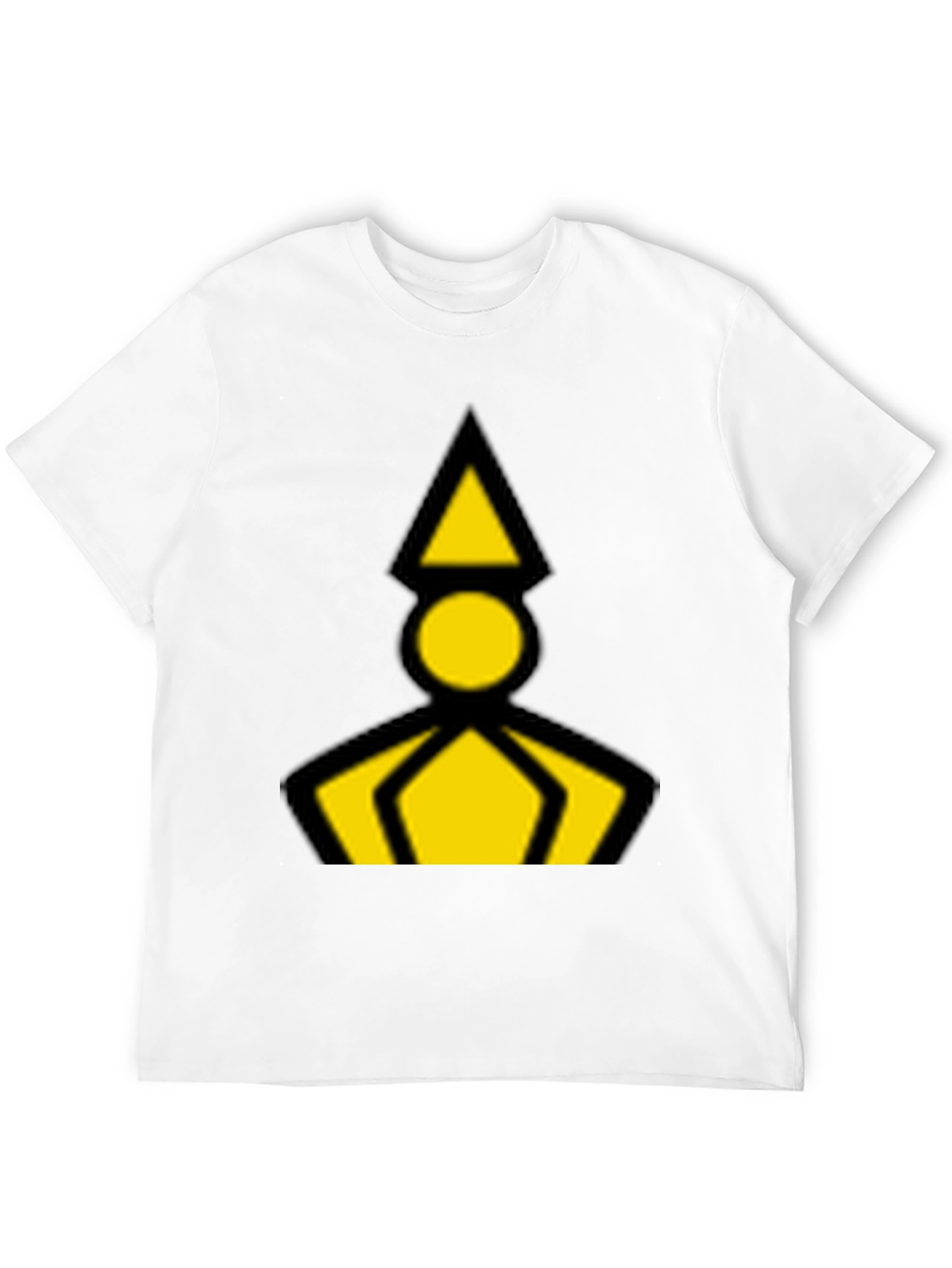 Geometric Graphic Tee - Black with Yellow Design
