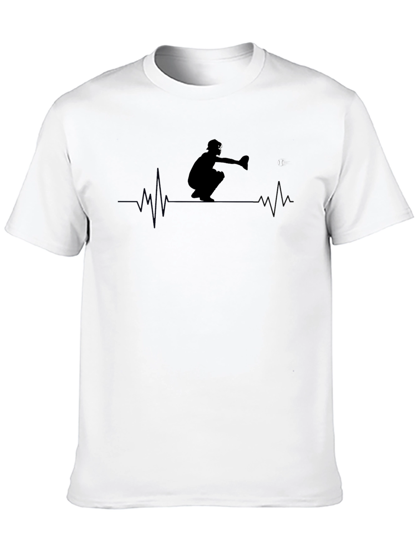 Curling Heartbeat T-Shirt - Black Cotton Tee