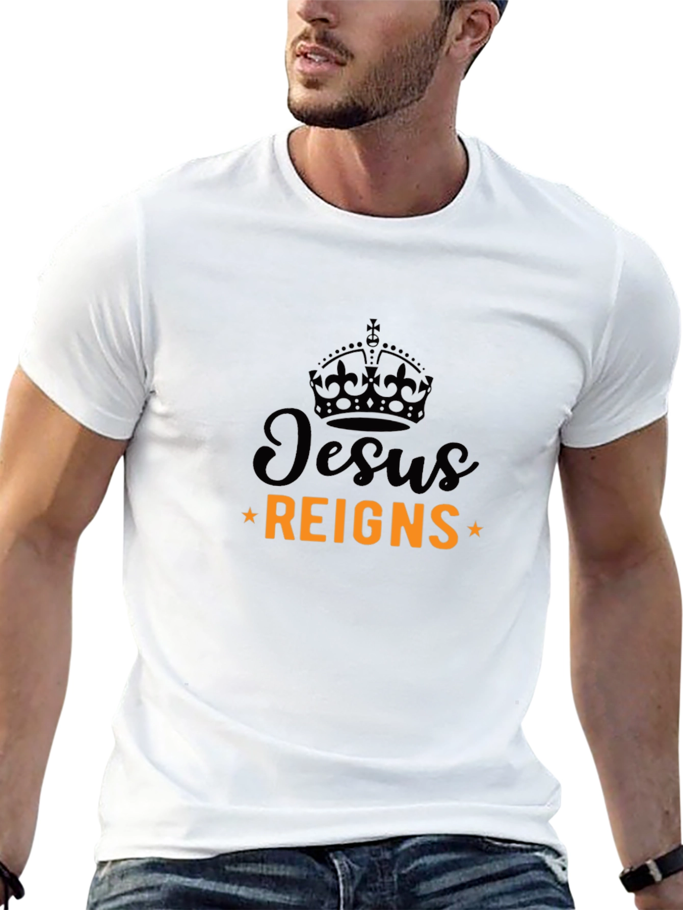 Jesus Reigns Graphic Tee - Black Religious T-Shirt