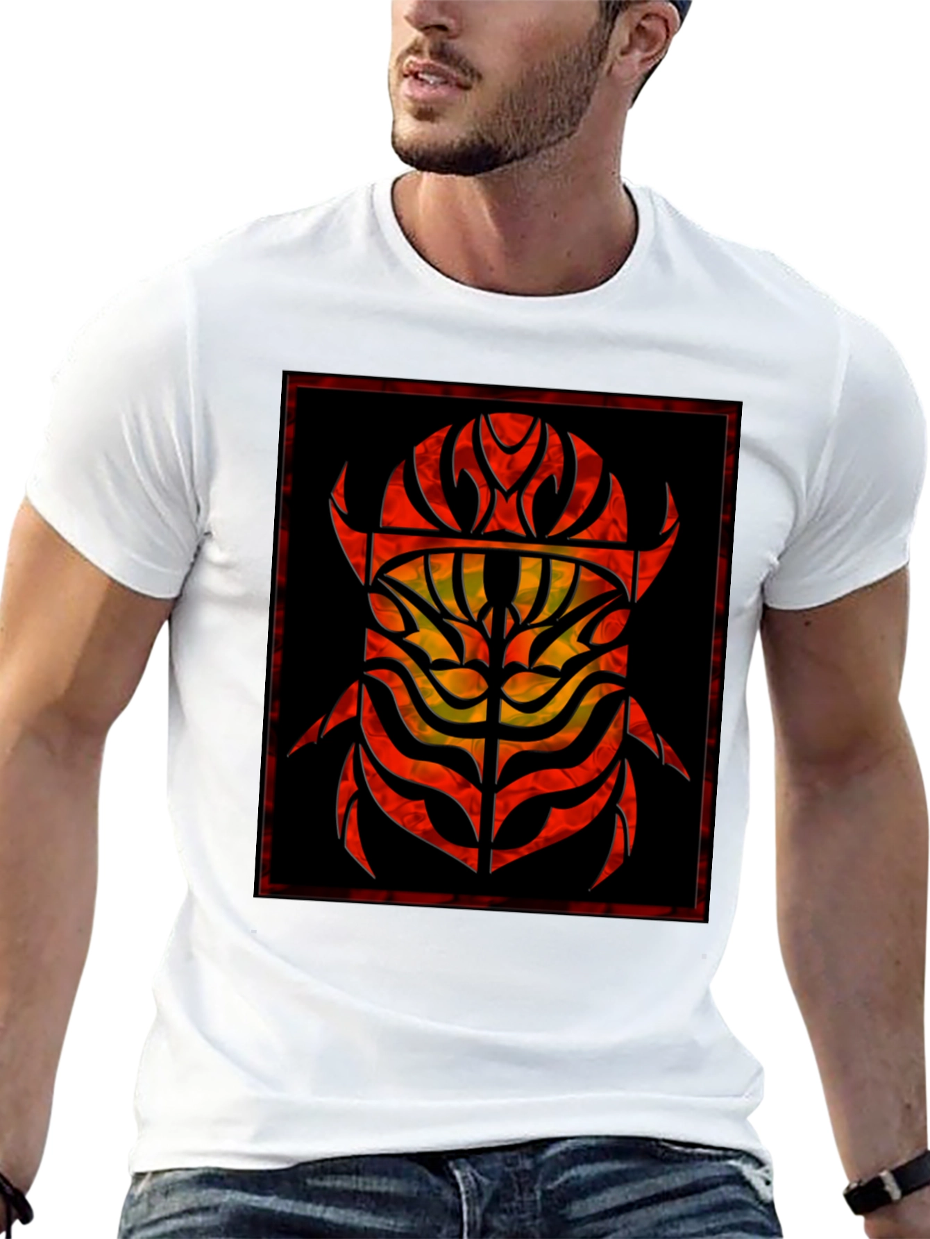 Abstract Tribal Scarab Graphic Black T-Shirt