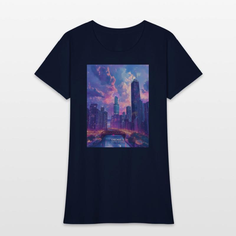 Night in Chicago city