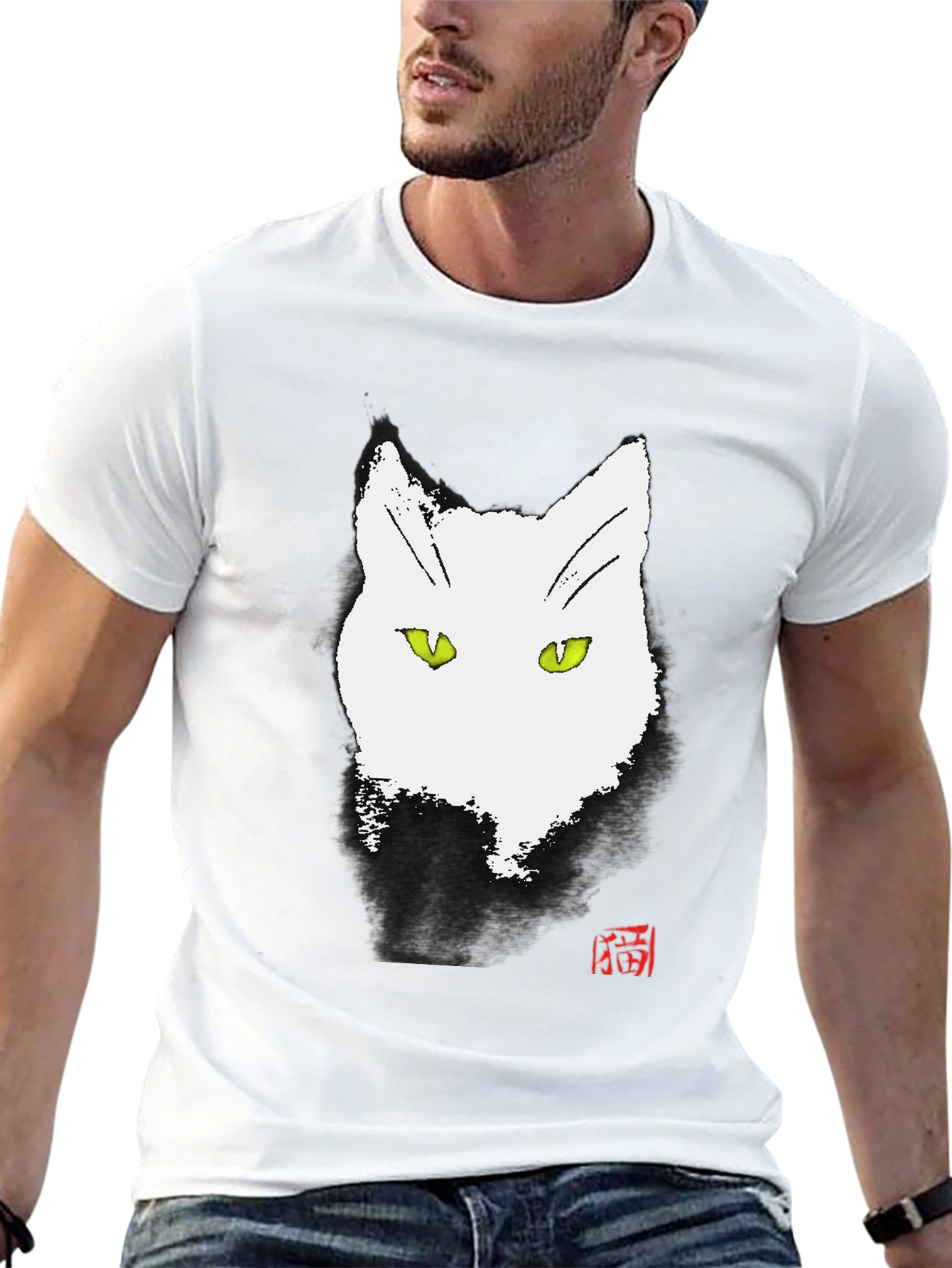 Ink Cat Graphic Tee - Unique Artistic Design