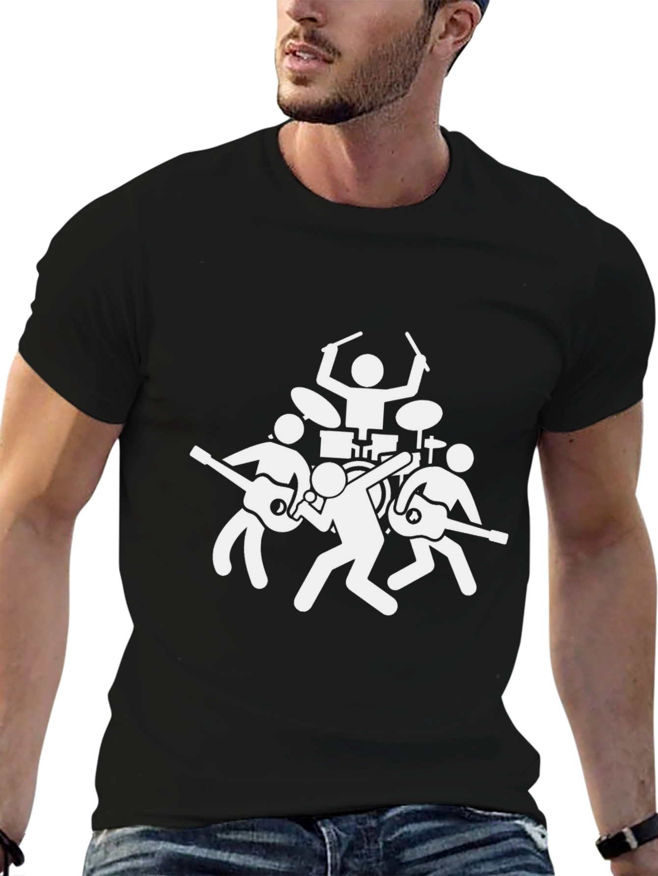 Band Graphic Tee - Black Cotton Music Lover T-Shirt