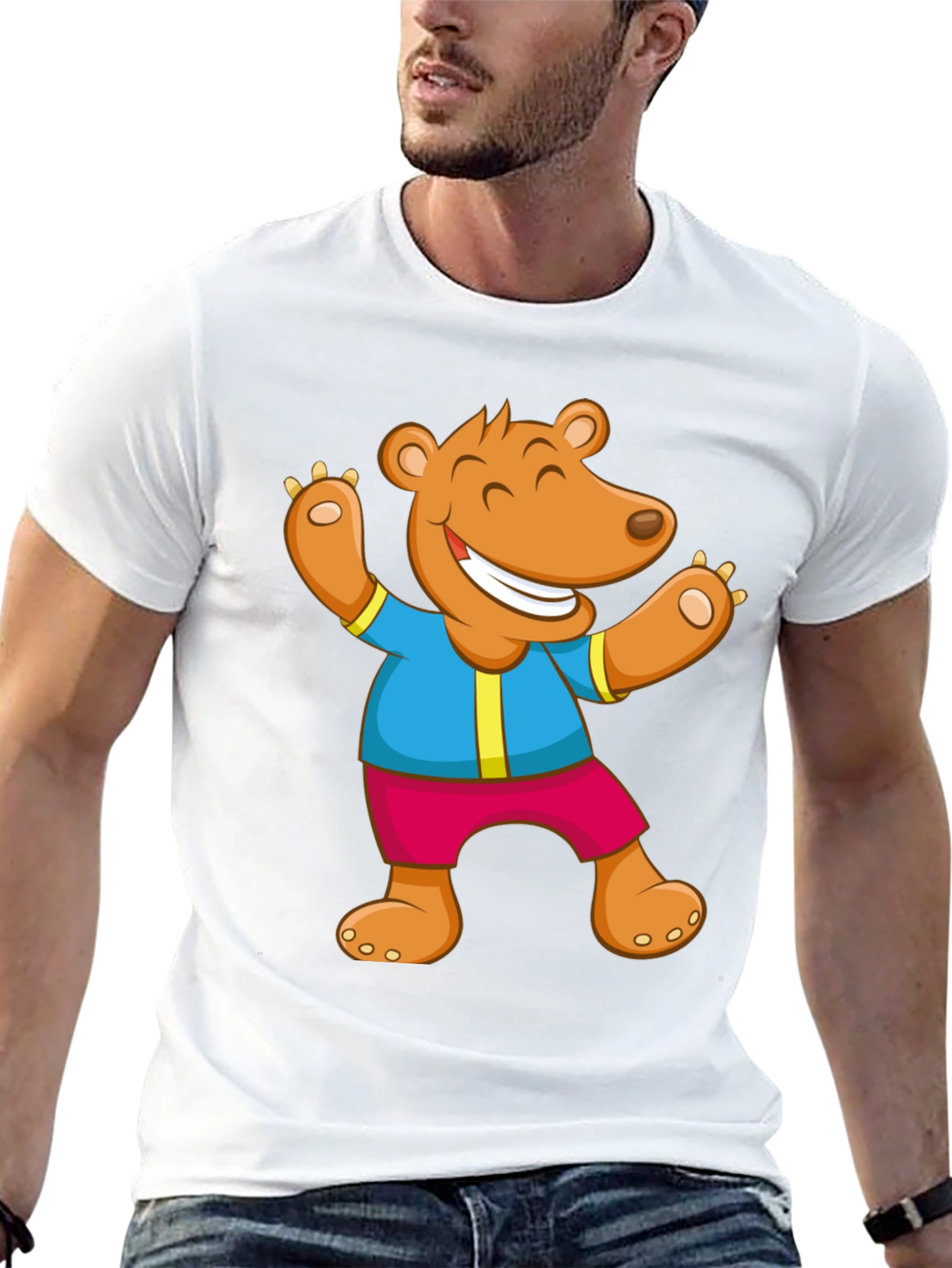 Funny Bear Graphic T-Shirt - Cartoon Design