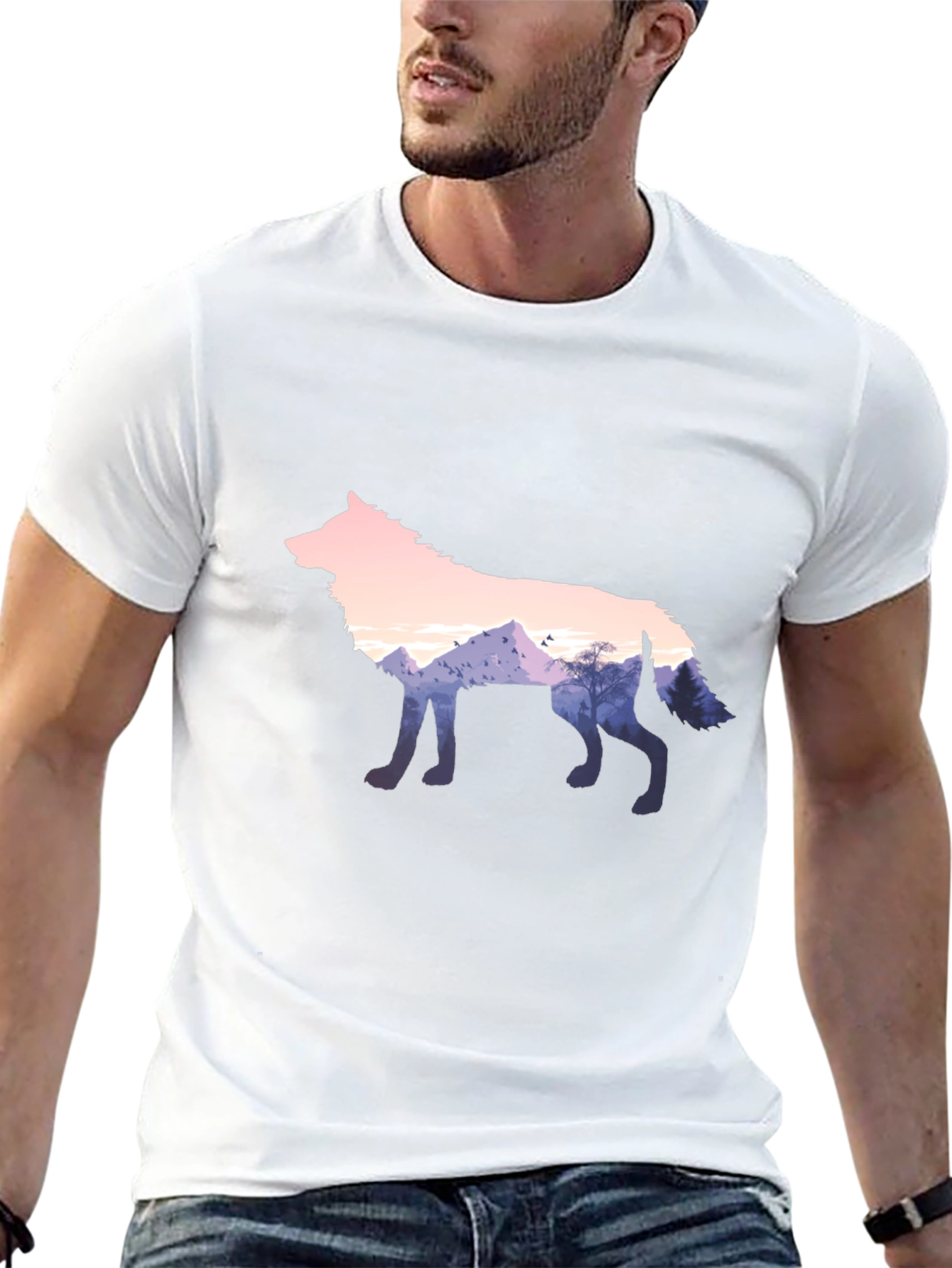 Wolf Silhouette Graphic Black T-Shirt