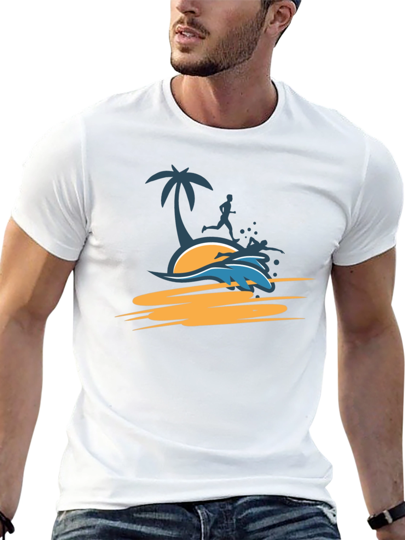 Tropical Beach Run T-Shirt - Black