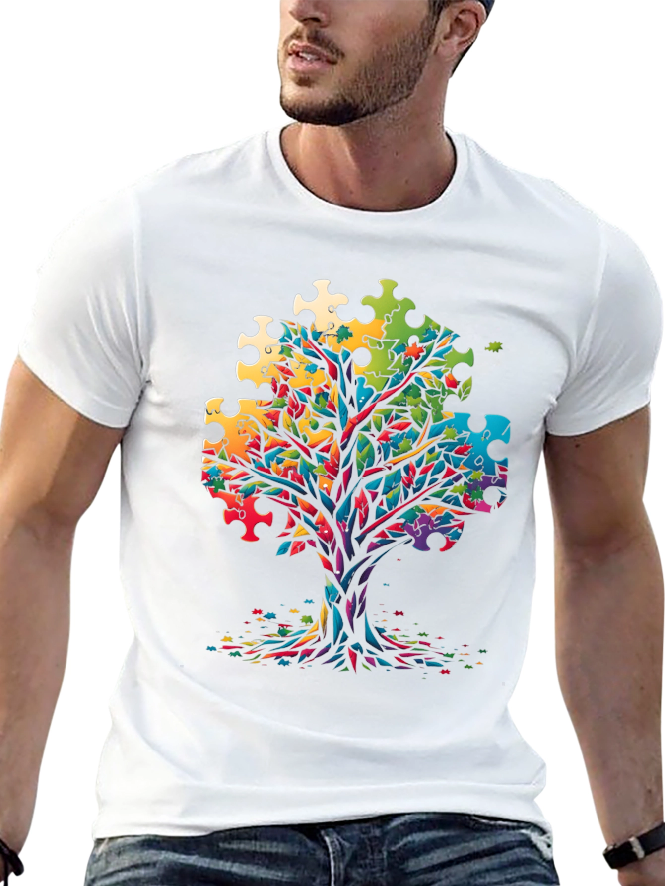 Autism Awareness Puzzle Tree Graphic Tee