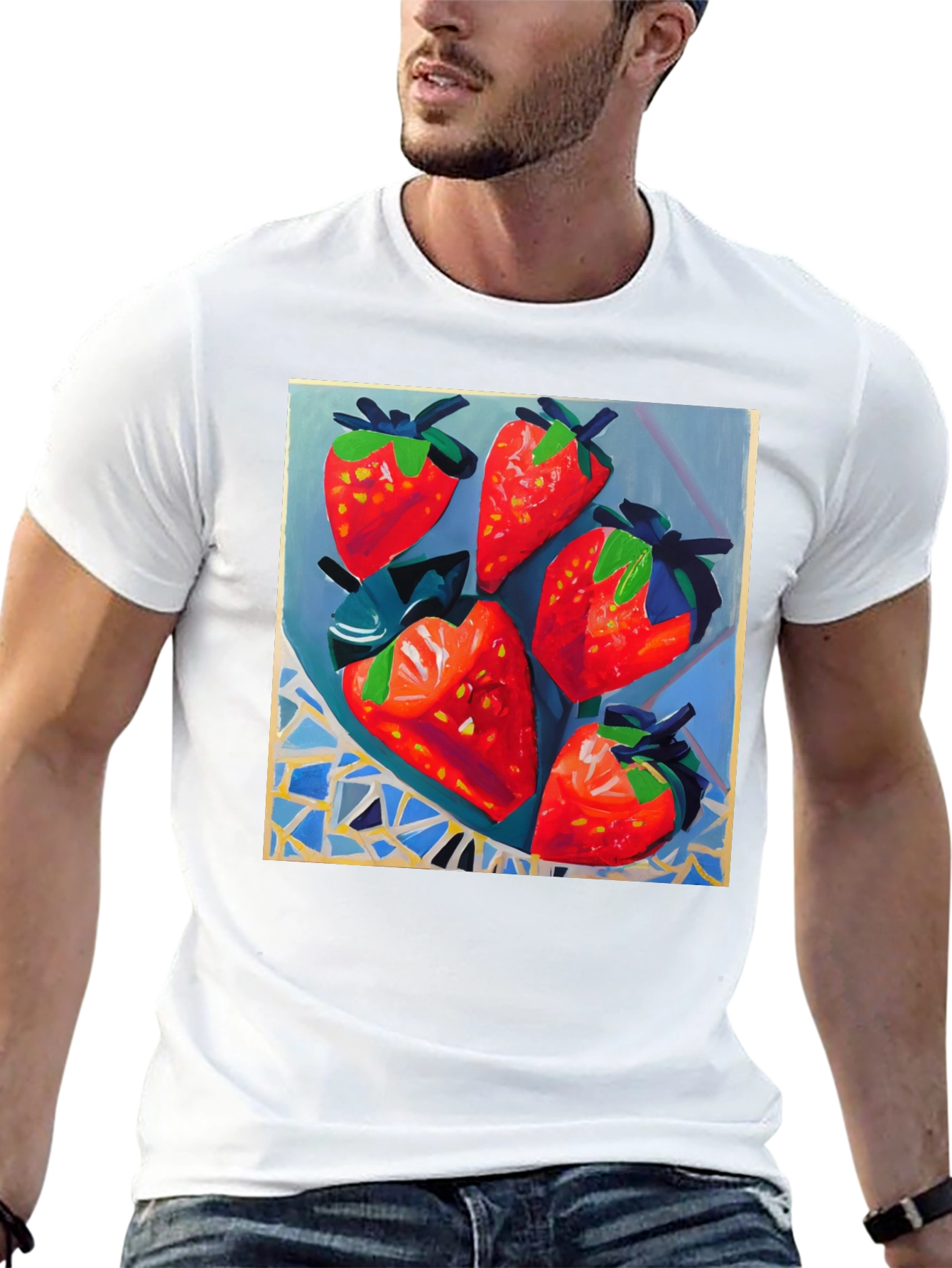 Strawberry Patch T-Shirt - Artsy Fruit Design