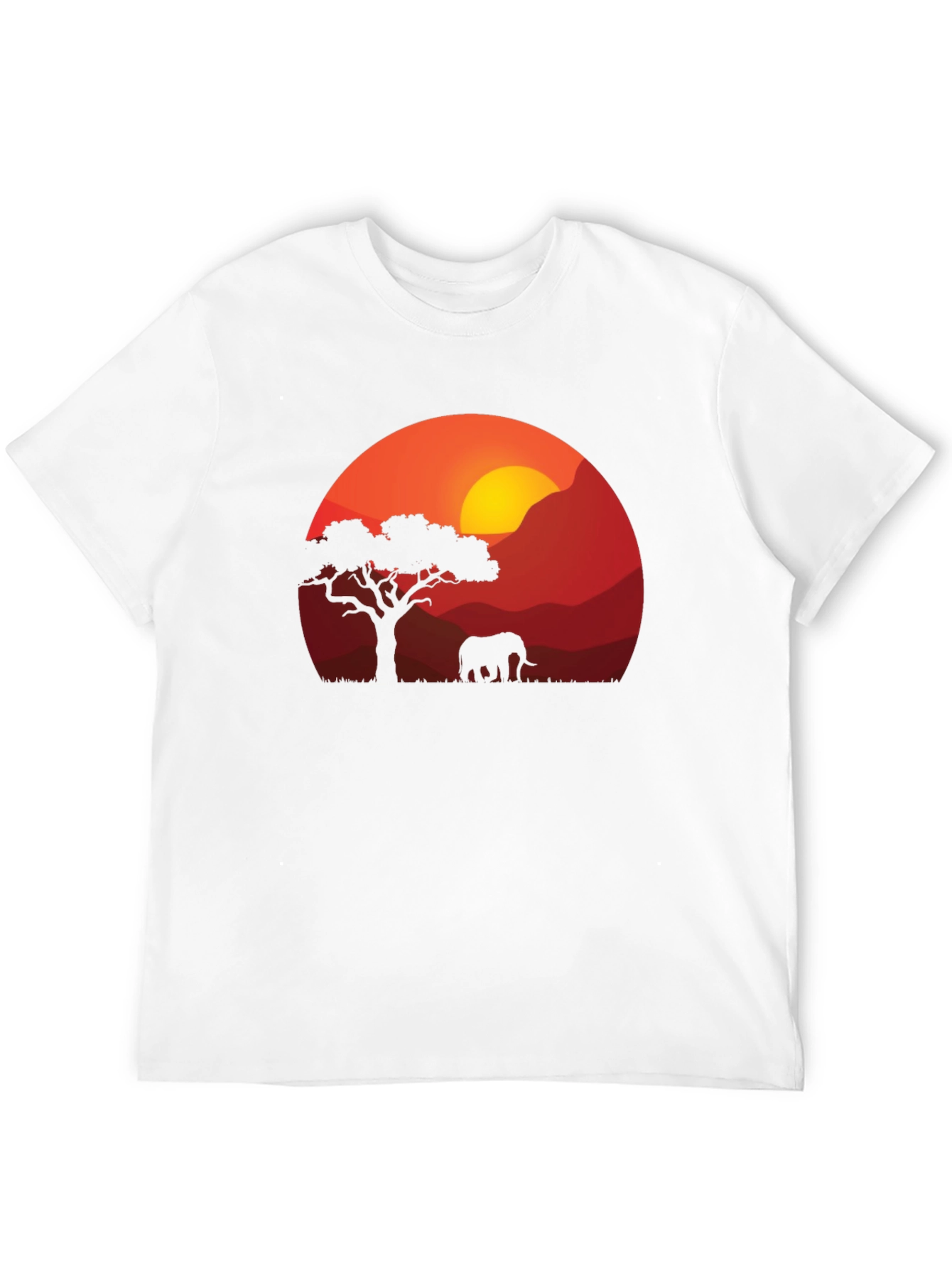 African Sunset Elephant Graphic Tee