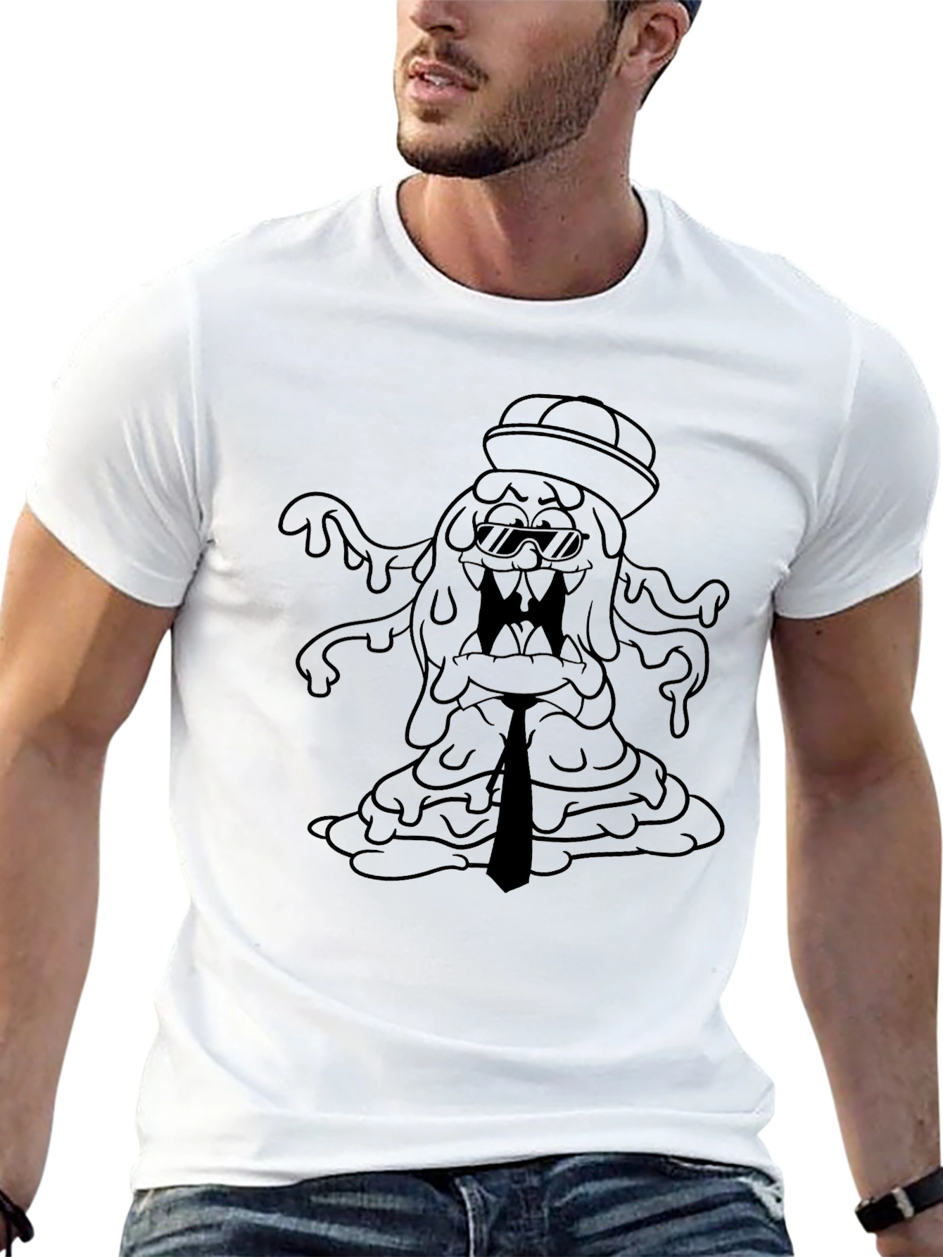 Cool Slime Monster Graphic Tee - Black T-Shirt