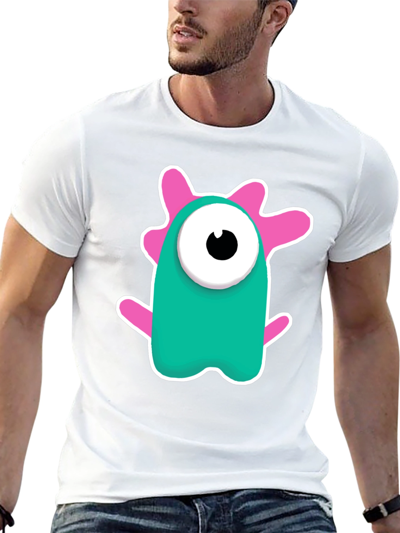 Cute Monster Graphic Tee - Black Cotton Blend Shirt