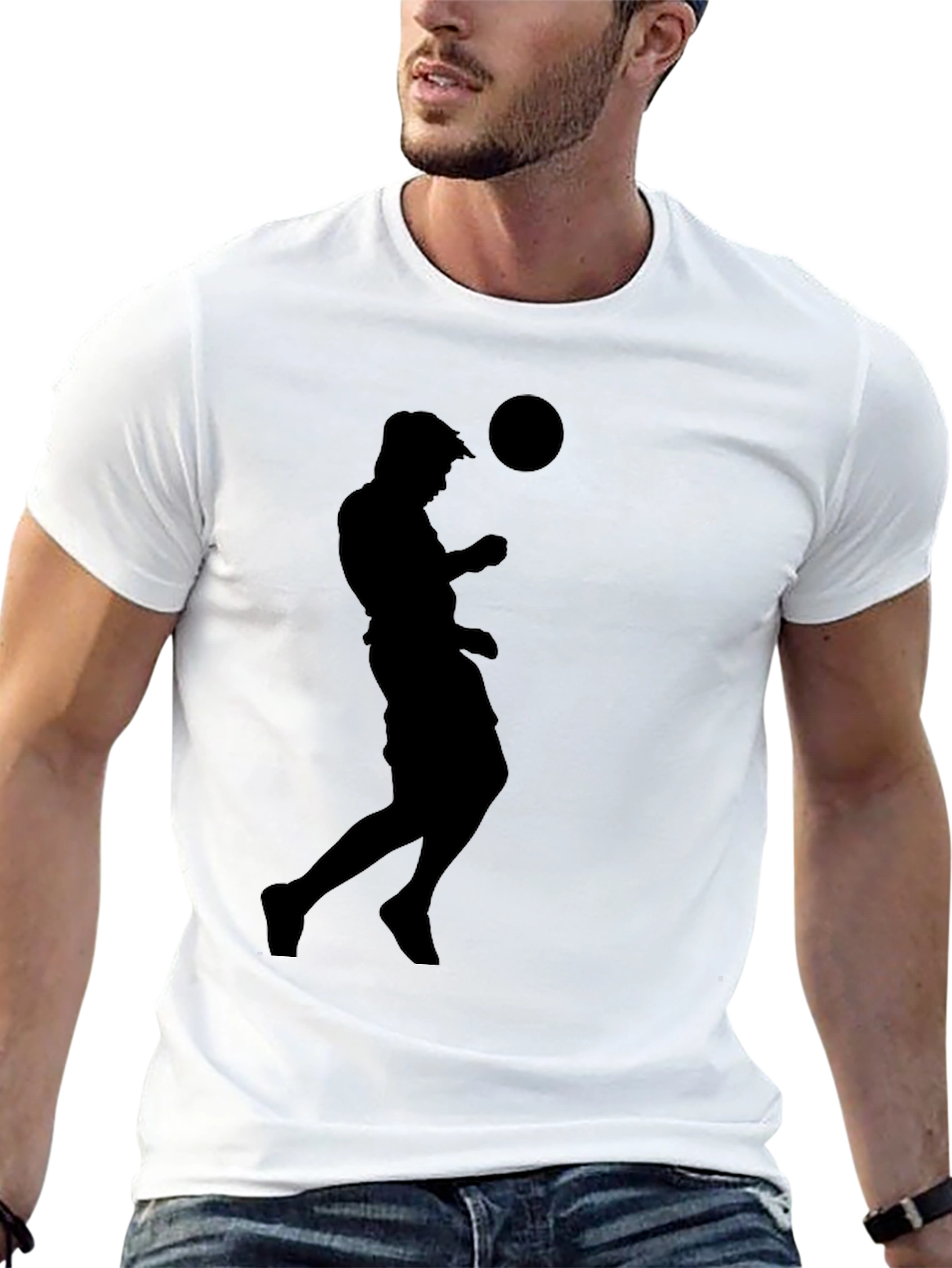 Soccer Player Silhouette Black T-Shirt