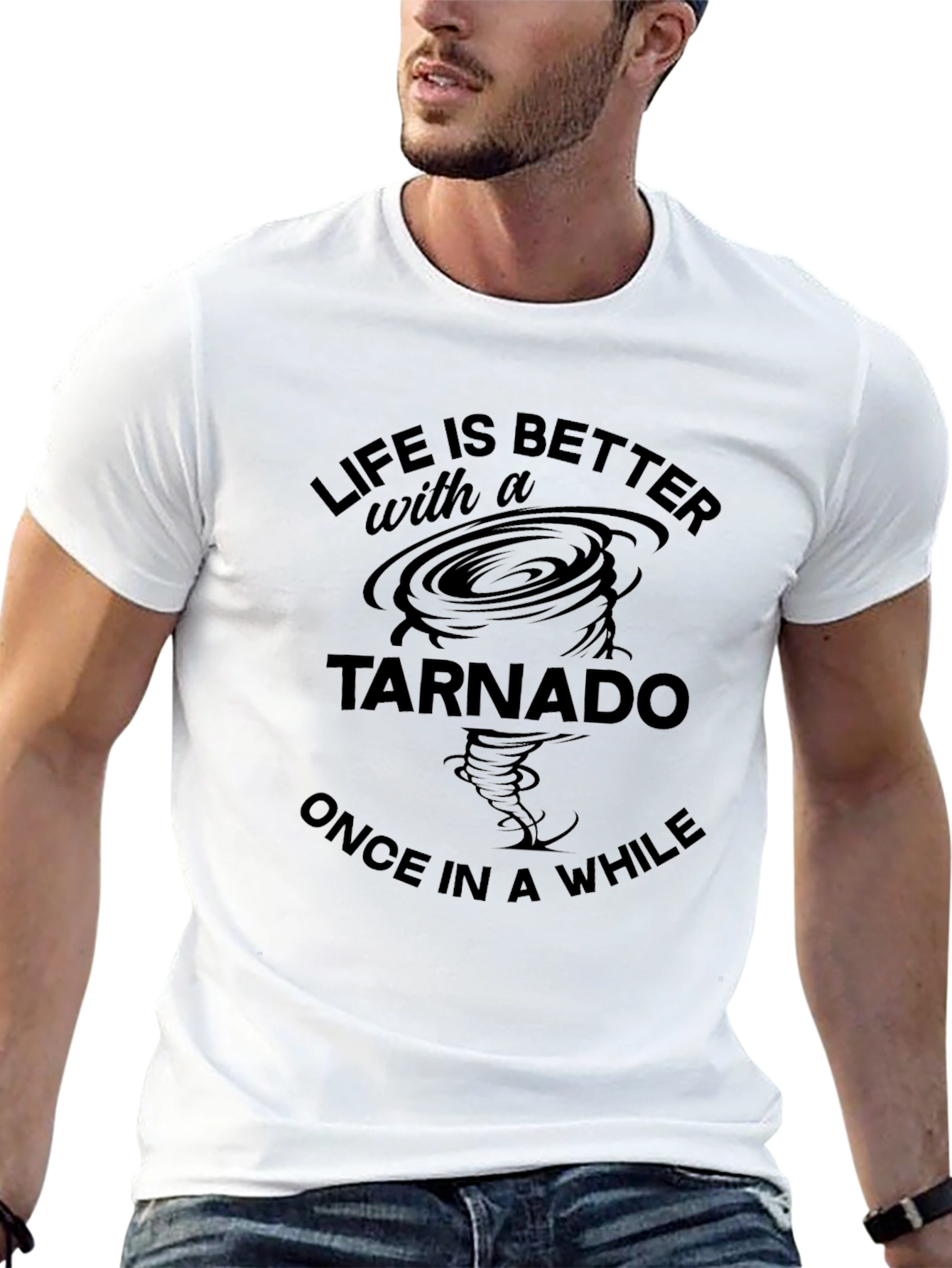 Tornado Graphic Print Crew Neck T-Shirt