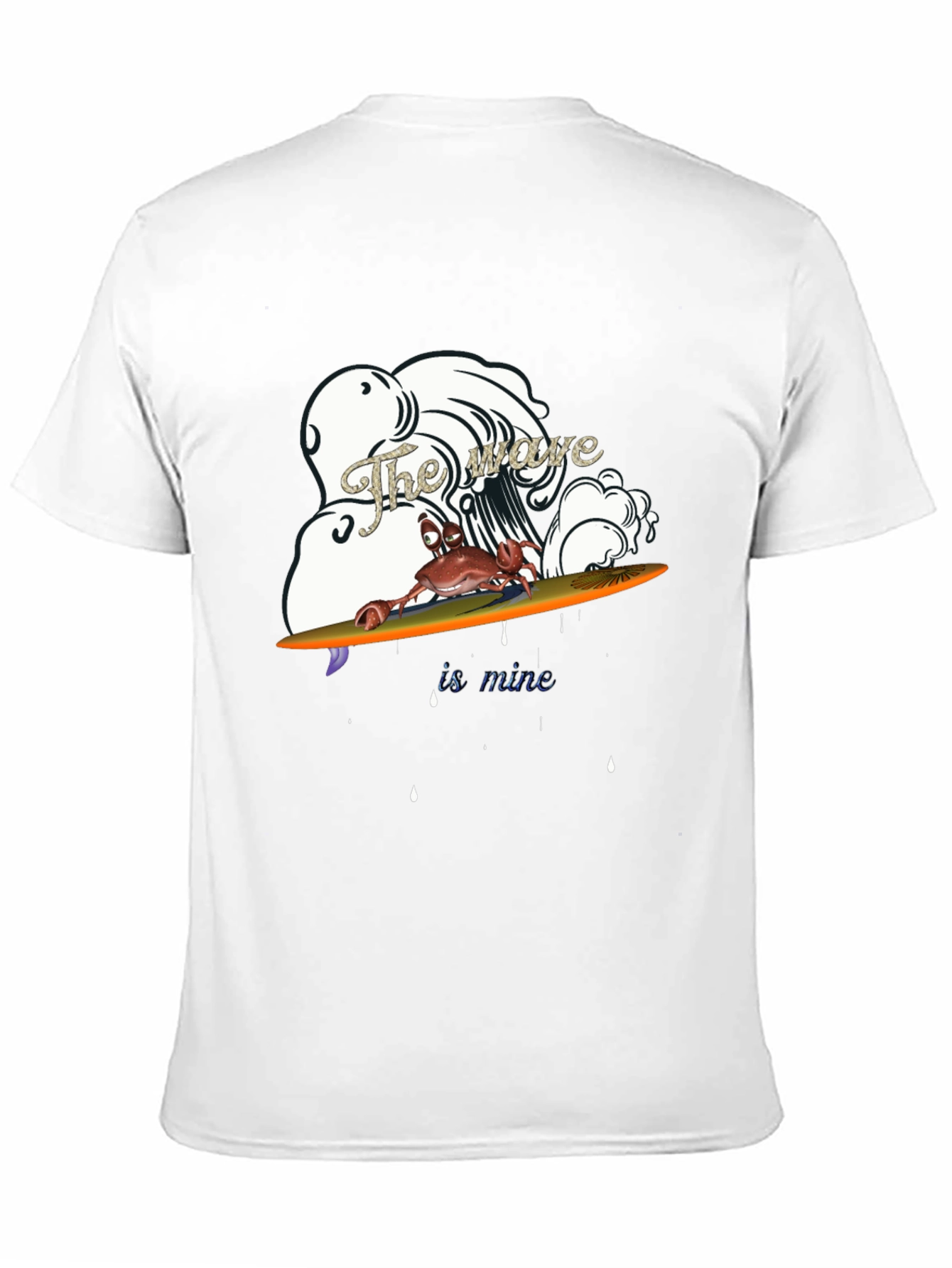 Crab Surfing Wave Graphic T-Shirt