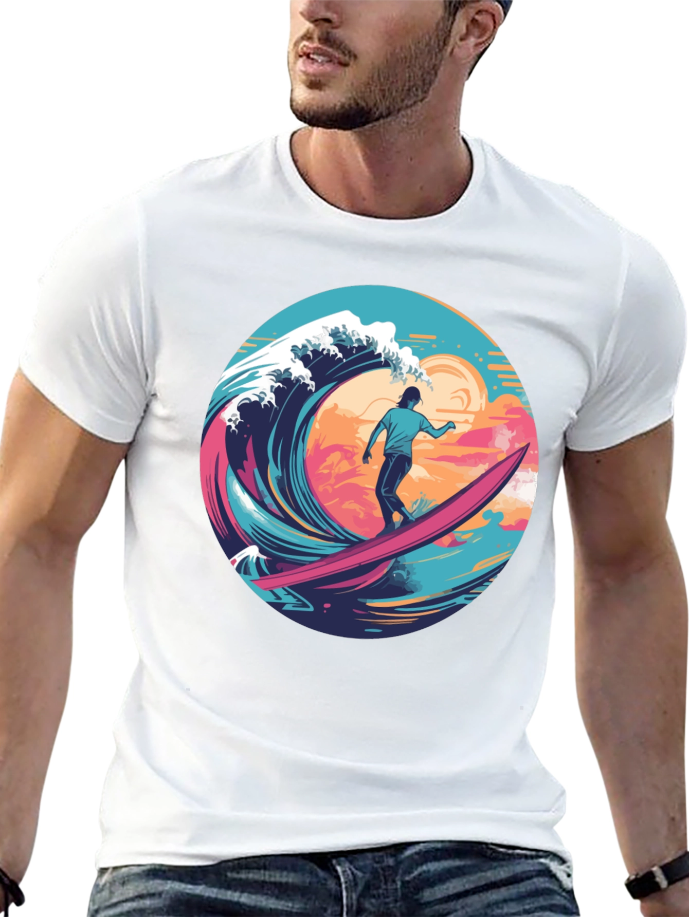Surfer Wave Graphic T-Shirt - Ride the Tide