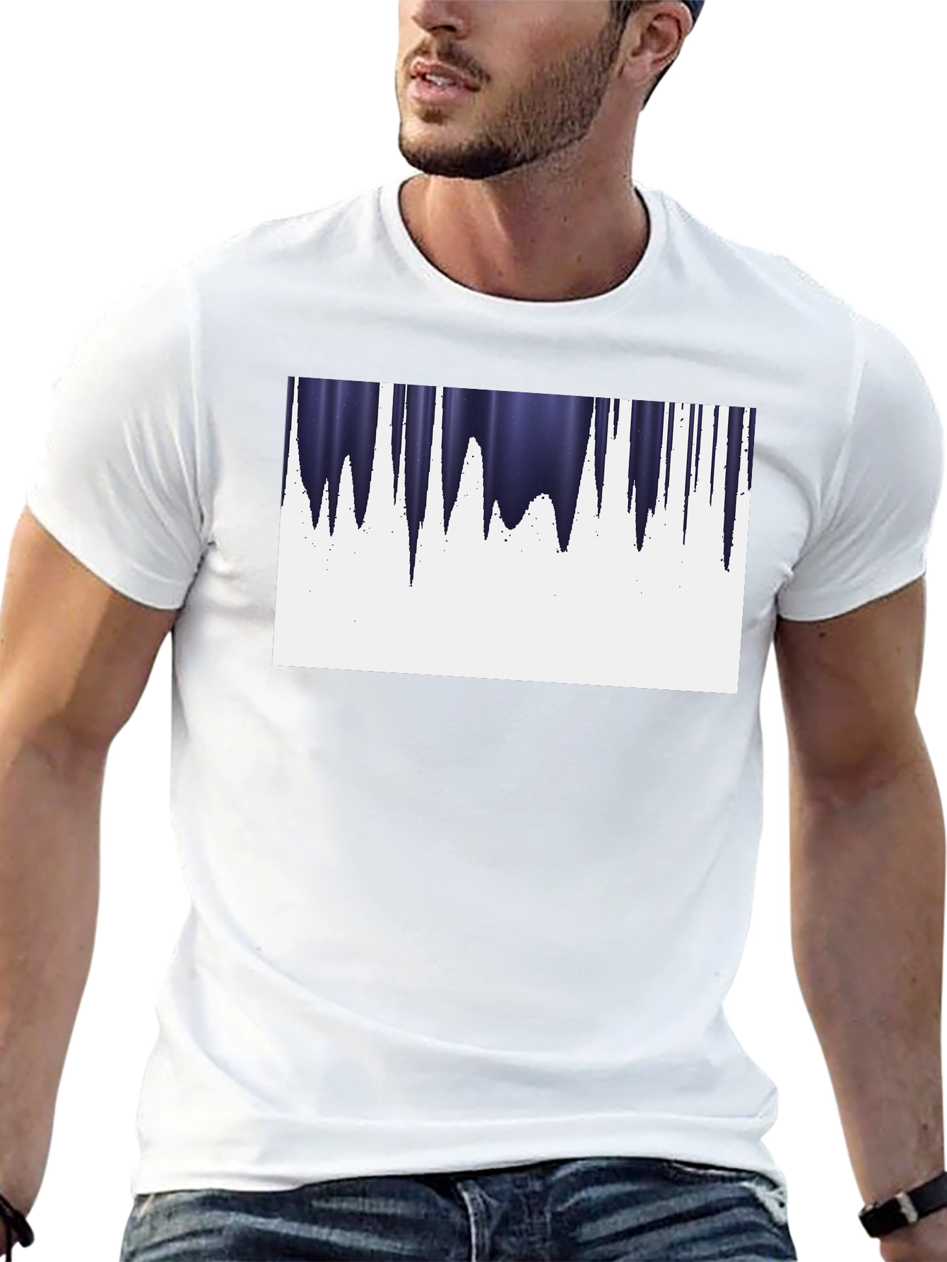Modern Icicle Graphic Tee - Black Cotton Blend