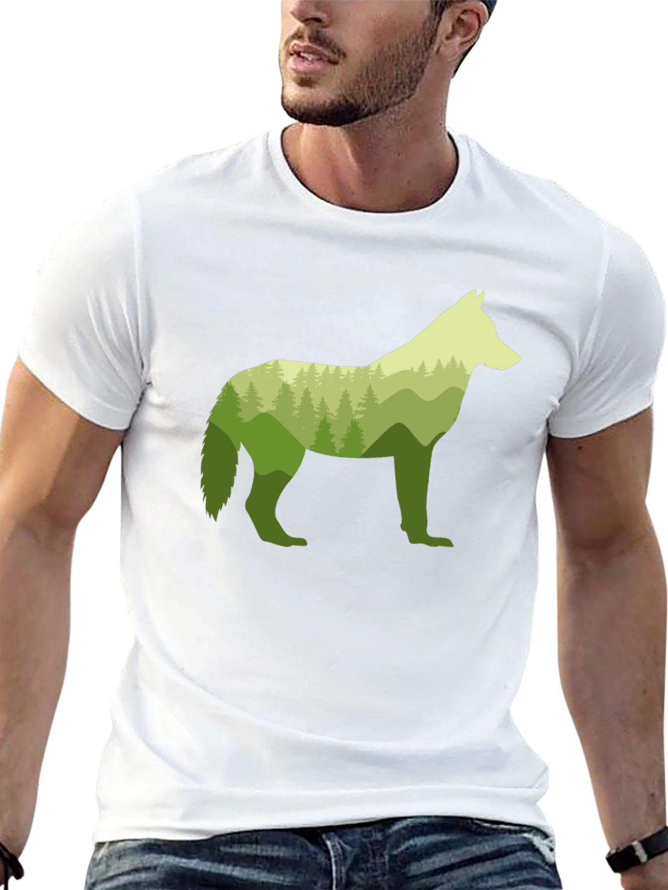 Nature Wolf Graphic Tee - Stylish Mens Black T-Shirt