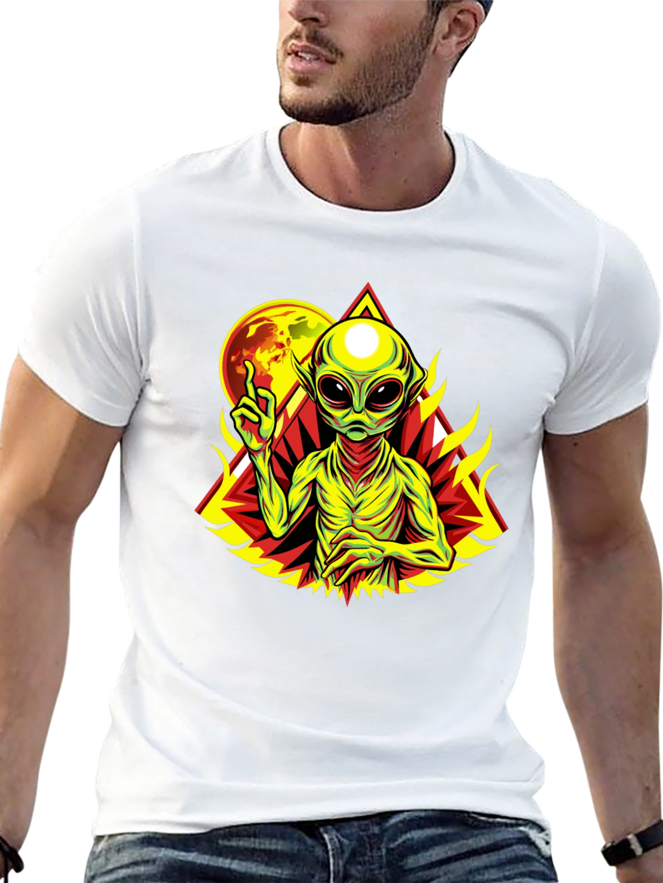 Alien Graphic Print Black T-Shirt
