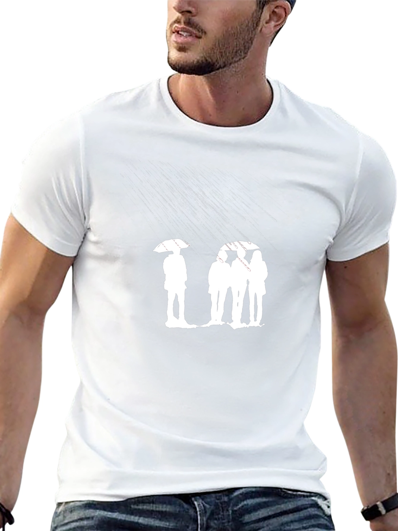 Umbrella Silhouette Graphic Tee - Black Cotton