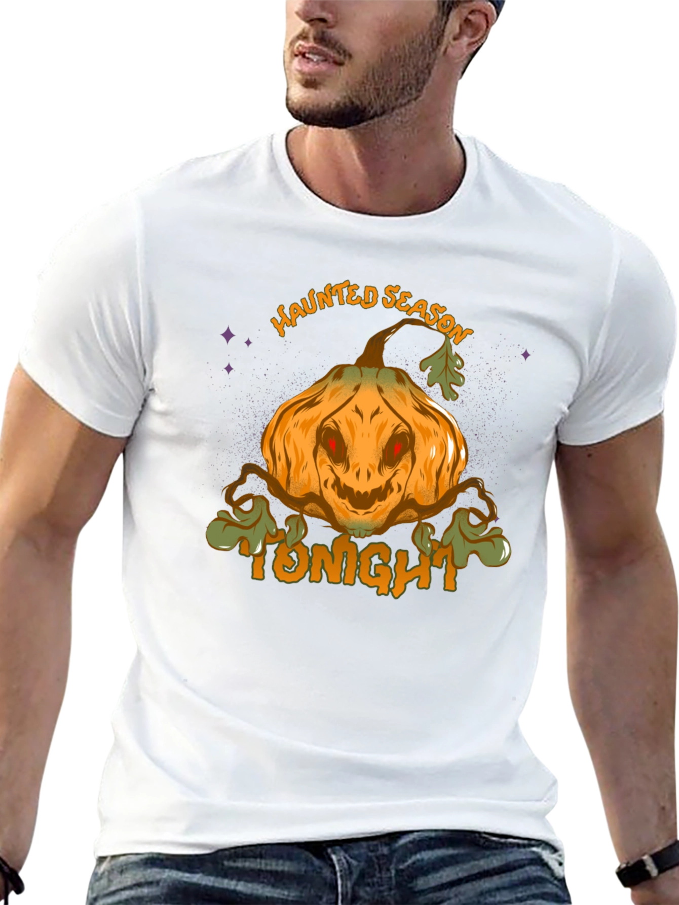 Haunted Season Pumpkin Halloween Black T-Shirt