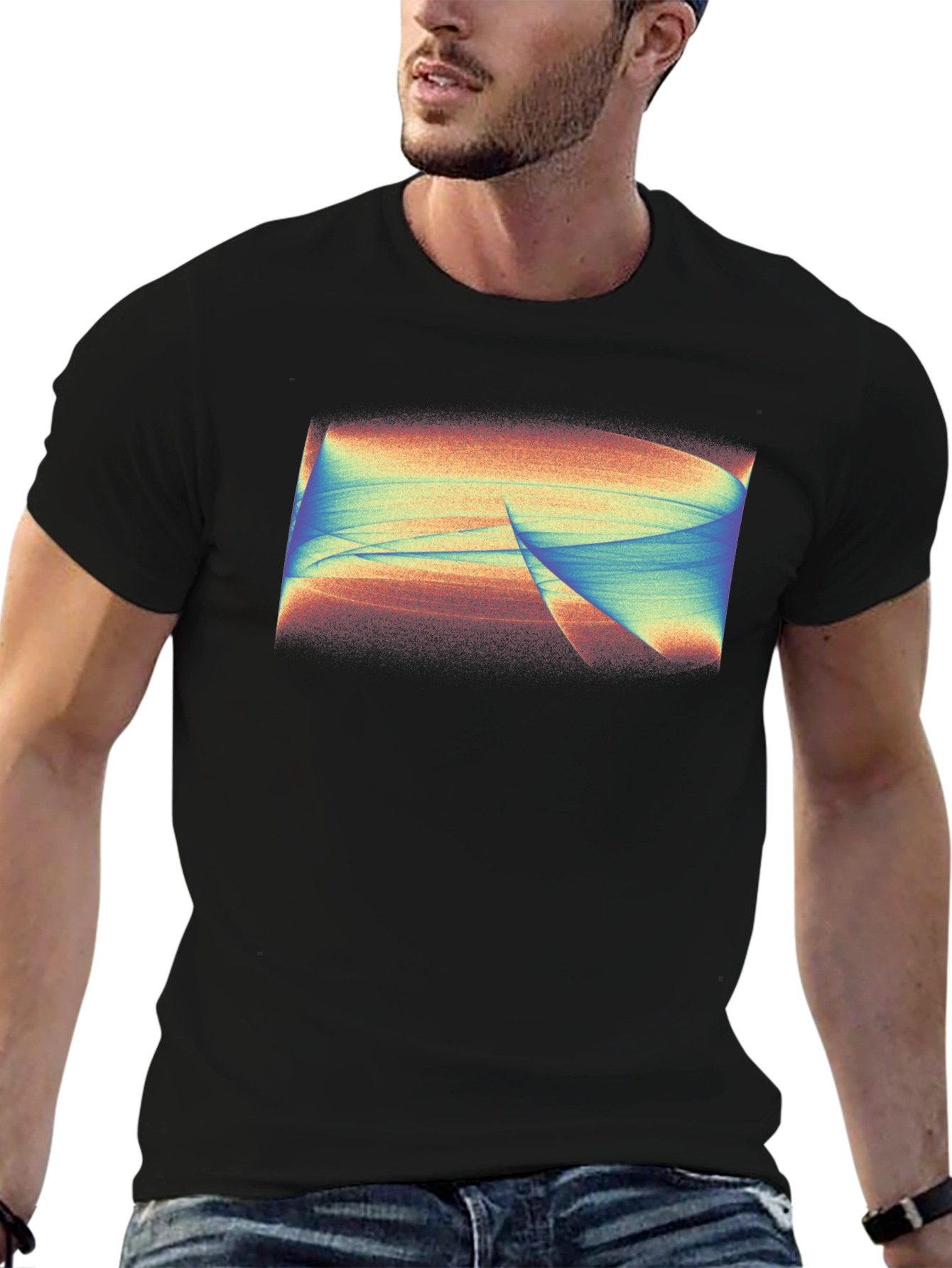 Abstract Swirl Graphic Tee - Mens Black T-Shirt