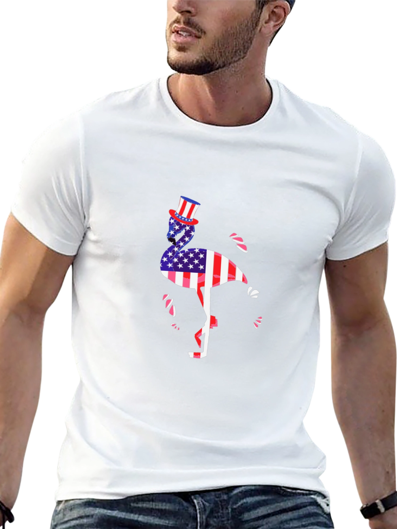 Patriotic Flamingo Graphic T-Shirt