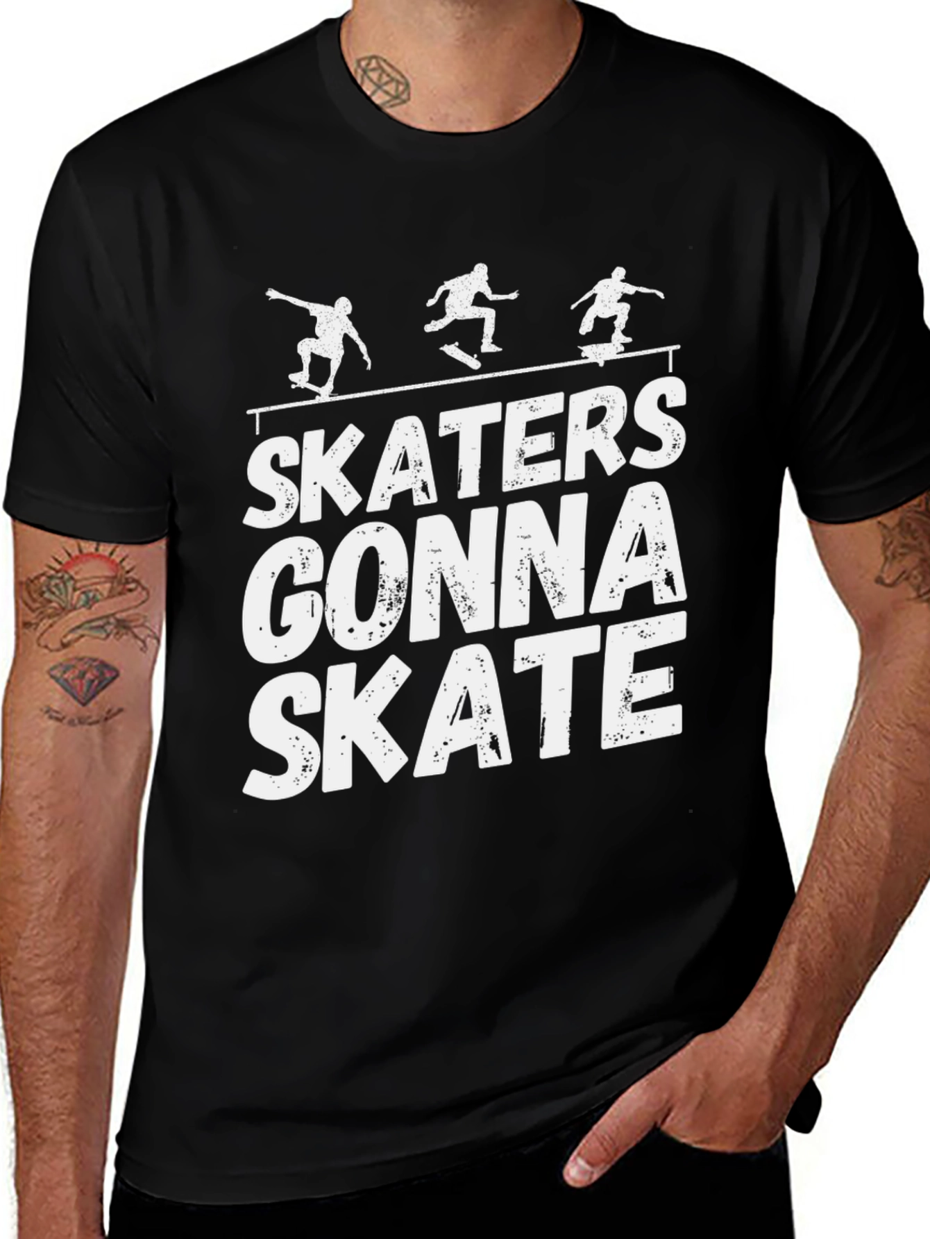 Skaters Gonna Skate Black Graphic Tee